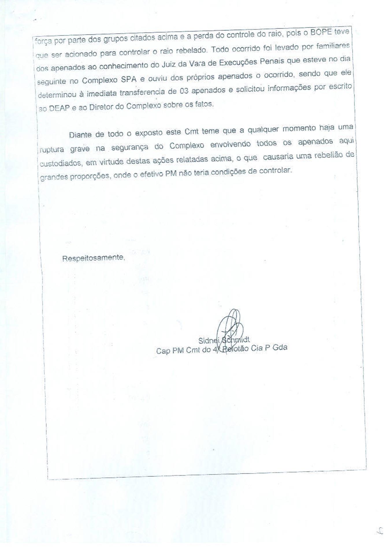 Documento apresentado por Uczai comprova que 
secretário Benedet sabia das torturas