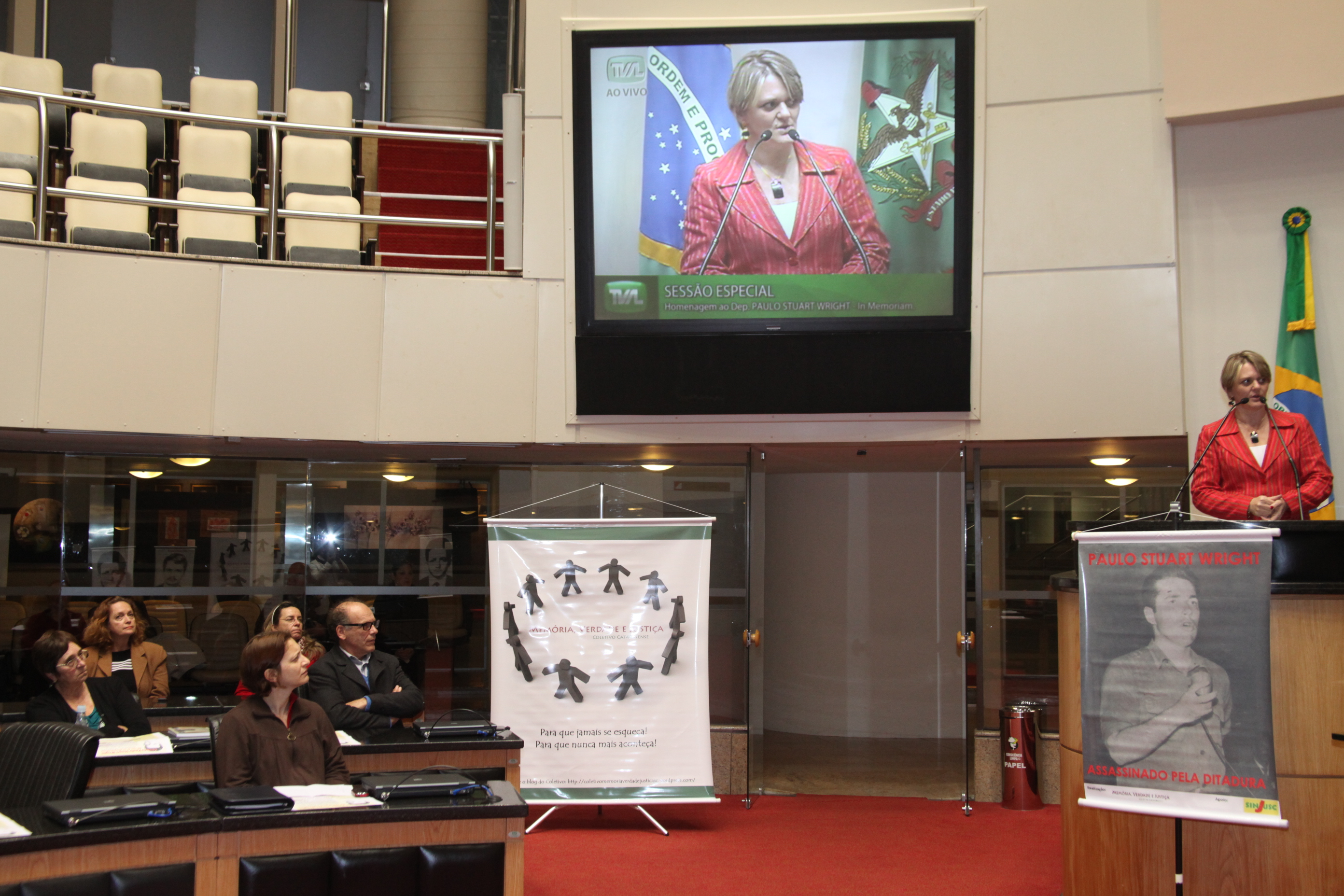 Sessão Especial em homenagem ao deputado assassinado pela ditadura militar brasileira Paulo Stuart Wright, cujo mandato foi cassado pela Assembleia Legislativa de SC. Foto: Fábio Queiroz