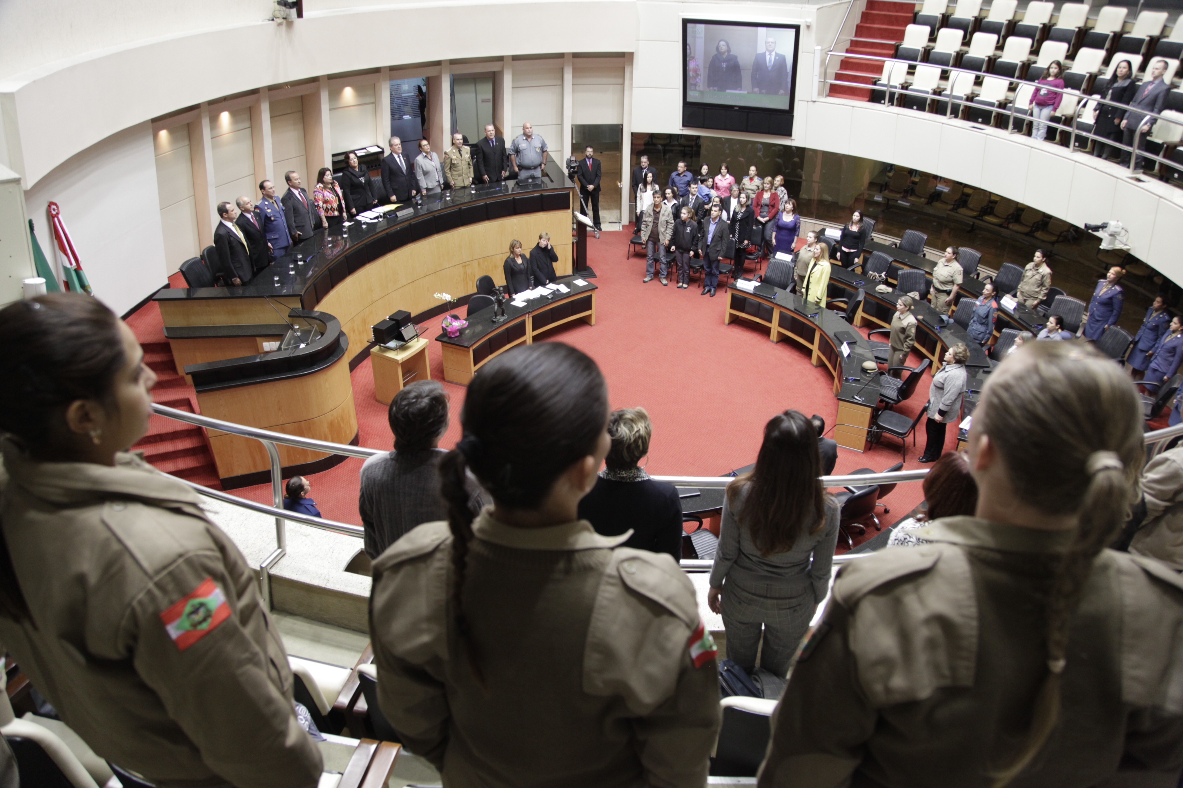Sessão Especial em homenagem às Policiais Militares Femininas, Policiais Civis Femininas e Bombeiras Militares e Bombeiras Voluntárias do Estado de Santa Catarina. Foto: Carlos Kilian/Agência AL