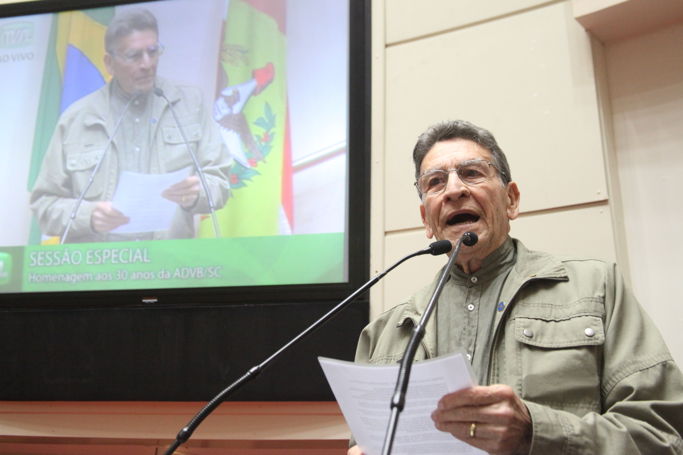 Eurides Antunes Severo - Fundador da ADVB de SC. Sessão especial em homenagem à ADVB/SC. Foto: Fábio Queiroz / Agência AL