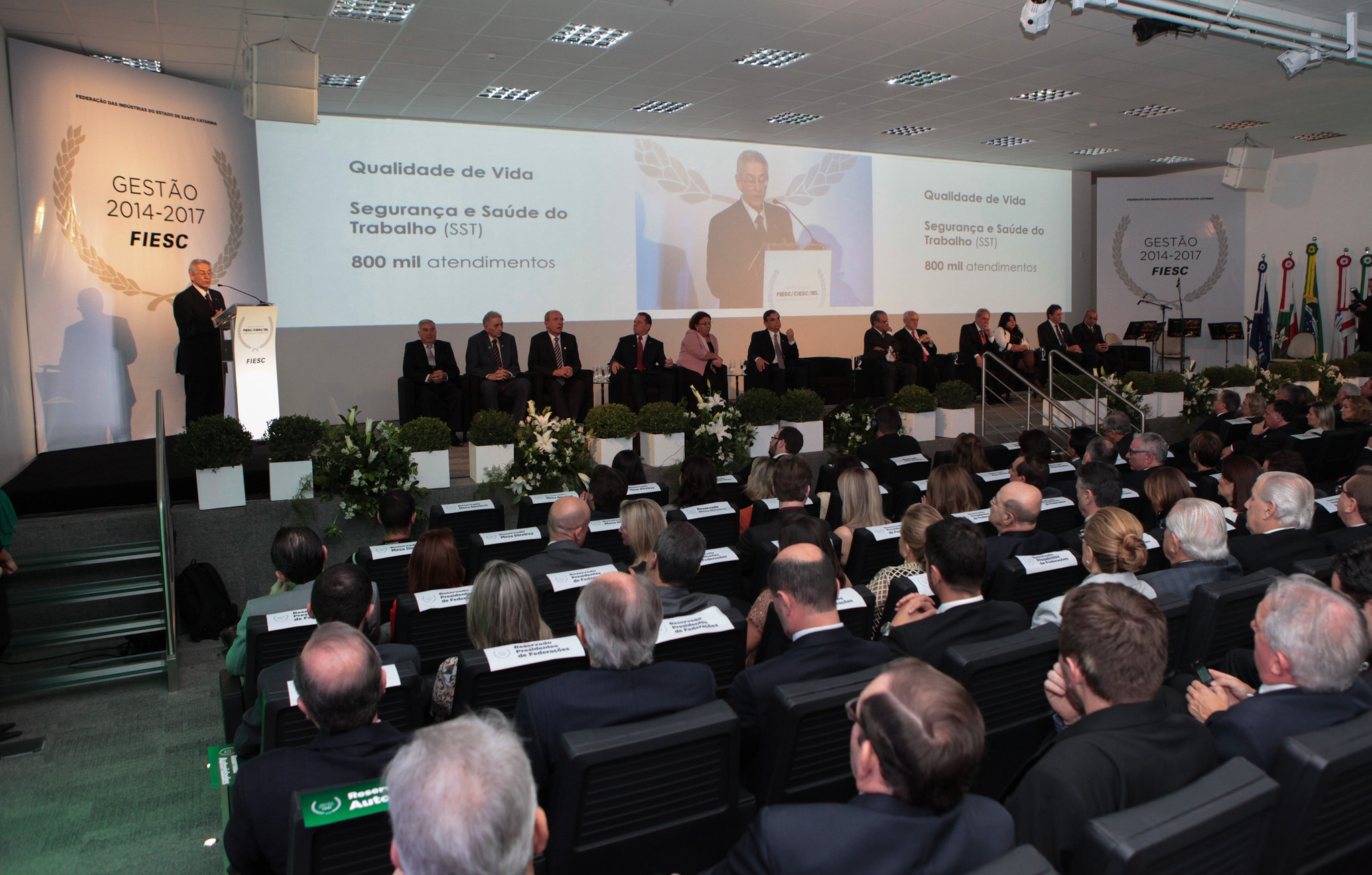 Cerimônia da posse da nova diretoria da Federação das Indústrias de Santa Catarina (FIESC). Fotos:  Filipe Scotti, Heraldo Carnieri e Qip Imagem e Produção.