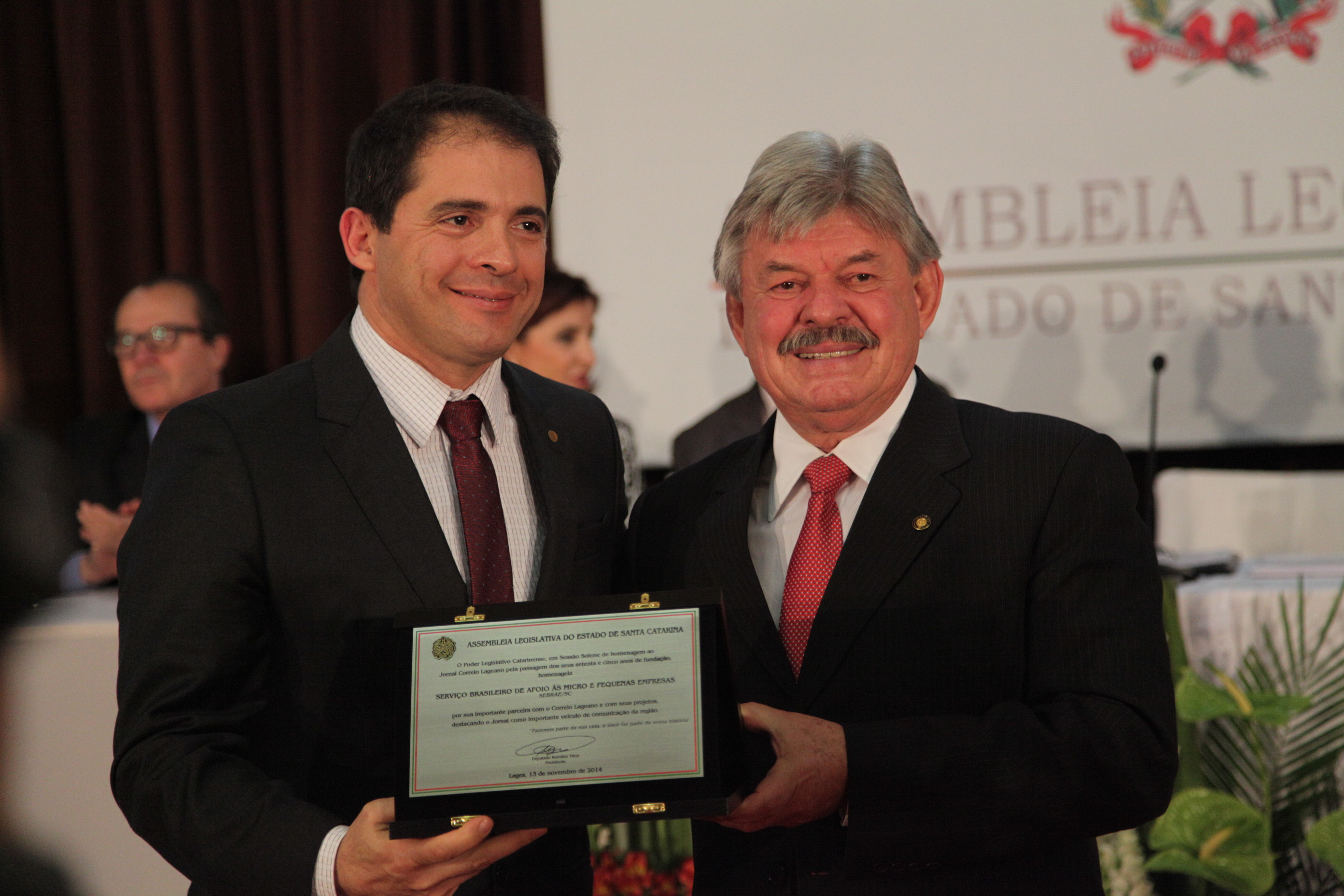 Sessão Solene em homenagem ao Correio Lageano pela passagem dos 75 anos de fundação - Lages/SC. Fotos: Solon Soares/Agência AL