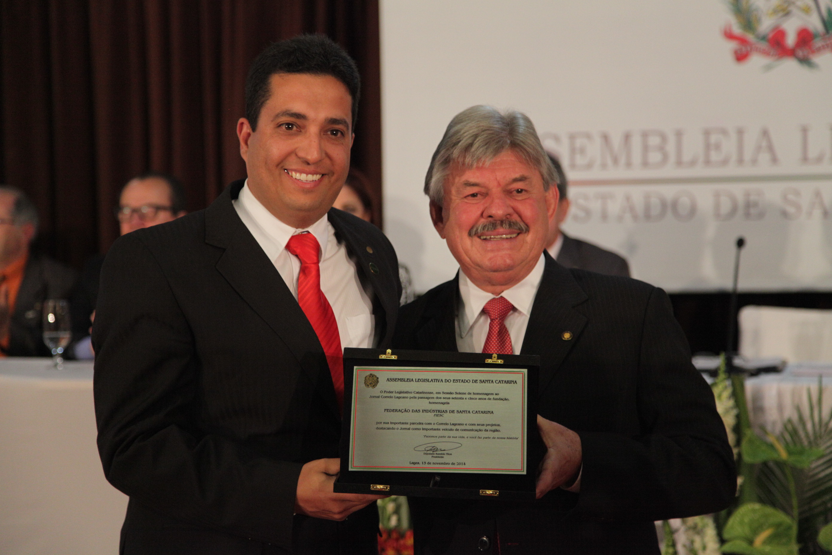 Sessão Solene em homenagem ao Correio Lageano pela passagem dos 75 anos de fundação - Lages/SC. Fotos: Solon Soares/Agência AL