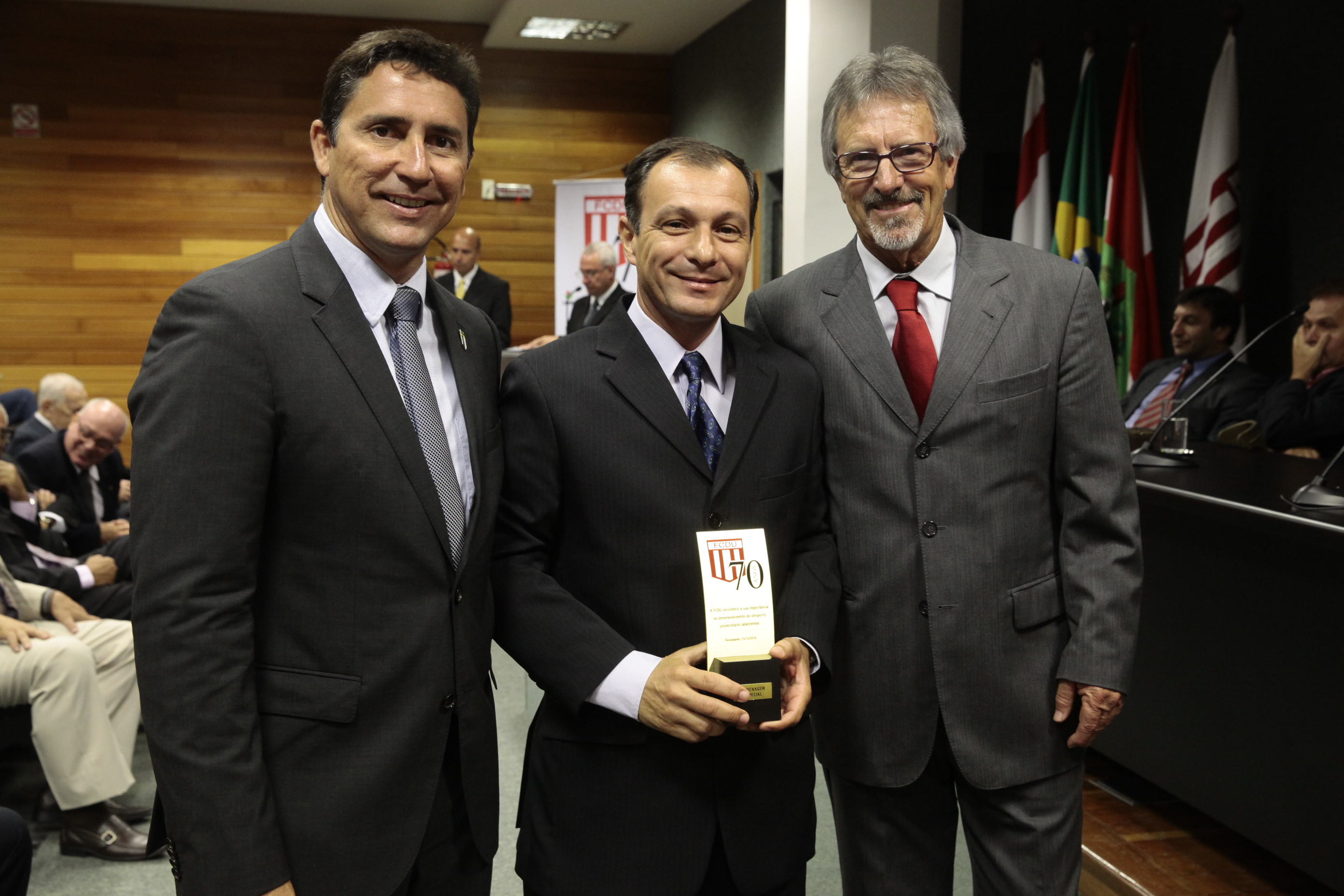 Solenidade alusiva aos 70 anos da Federação Catarinense do Desporto Universitário (FCDU). Foto: Miriam Zomer/Agência AL