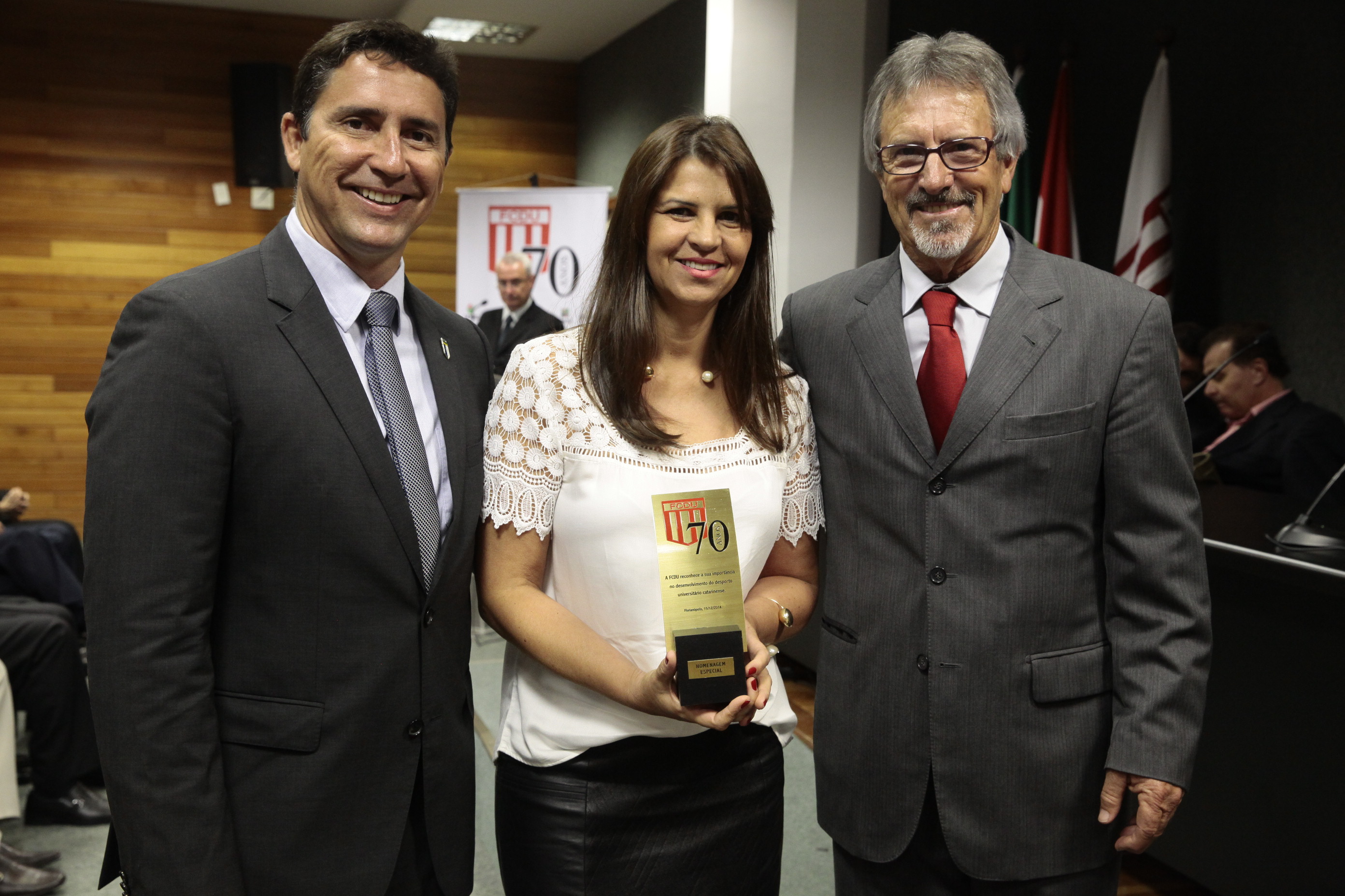 Solenidade alusiva aos 70 anos da Federação Catarinense do Desporto Universitário (FCDU). Foto: Miriam Zomer/Agência AL
