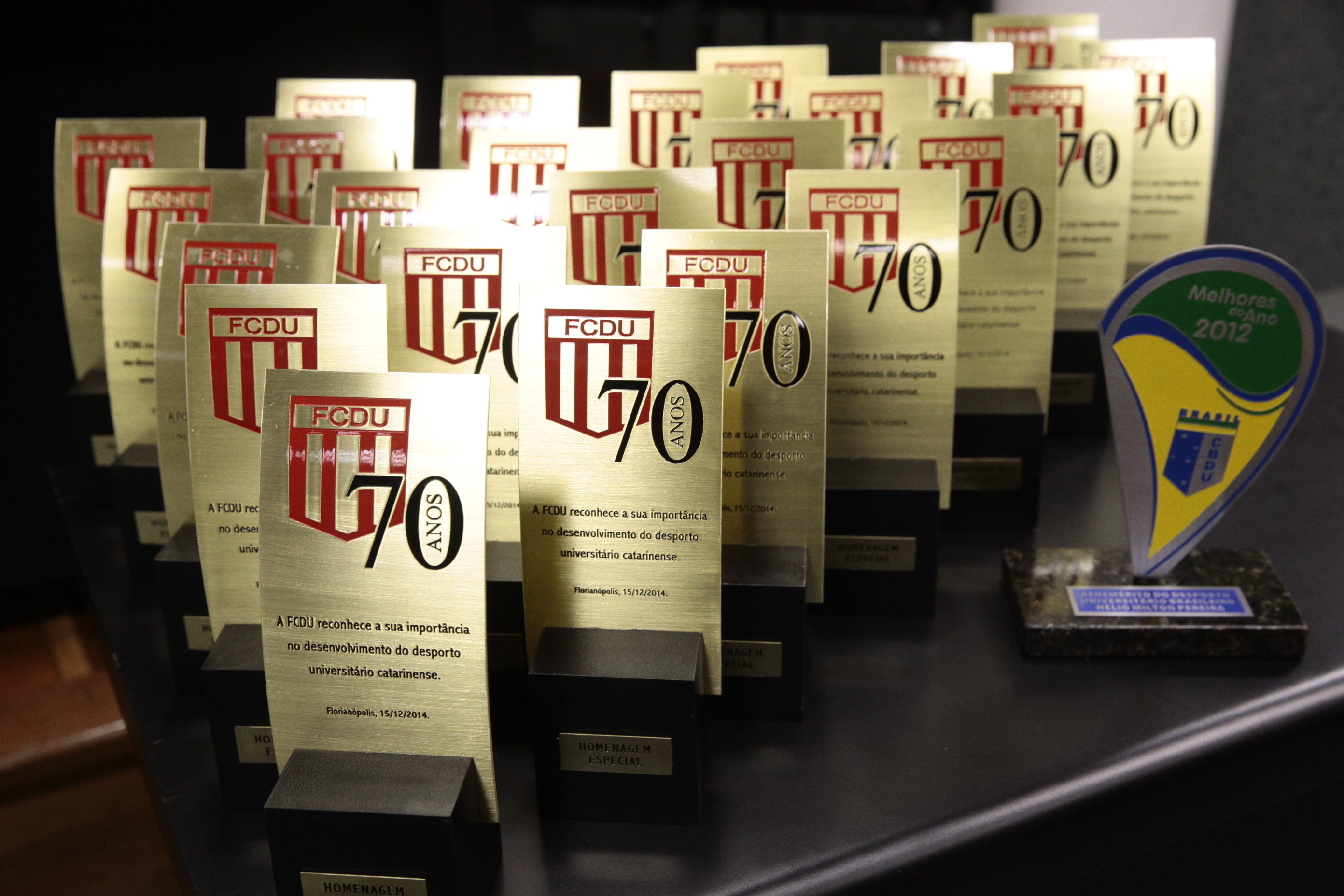 Solenidade alusiva aos 70 anos da Federação Catarinense do Desporto Universitário (FCDU). Foto: Miriam Zomer/Agência AL