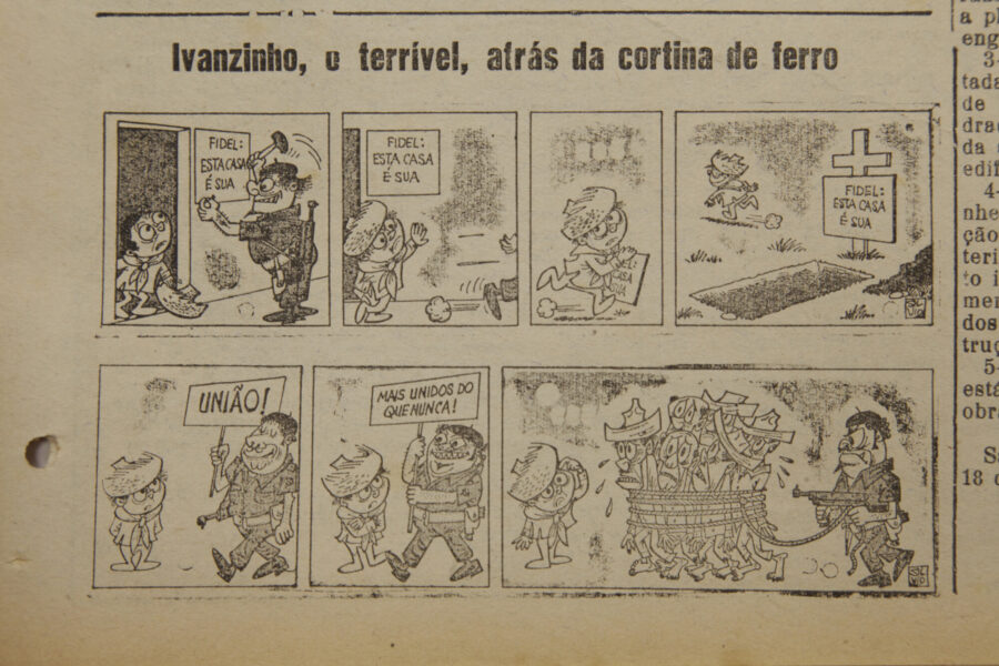 Jornal “O Comércio”, 5 de abril de 1964, Porto União. A charge antecipa as prisões dos simpatizantes do PCB nas cidades gêmeas.