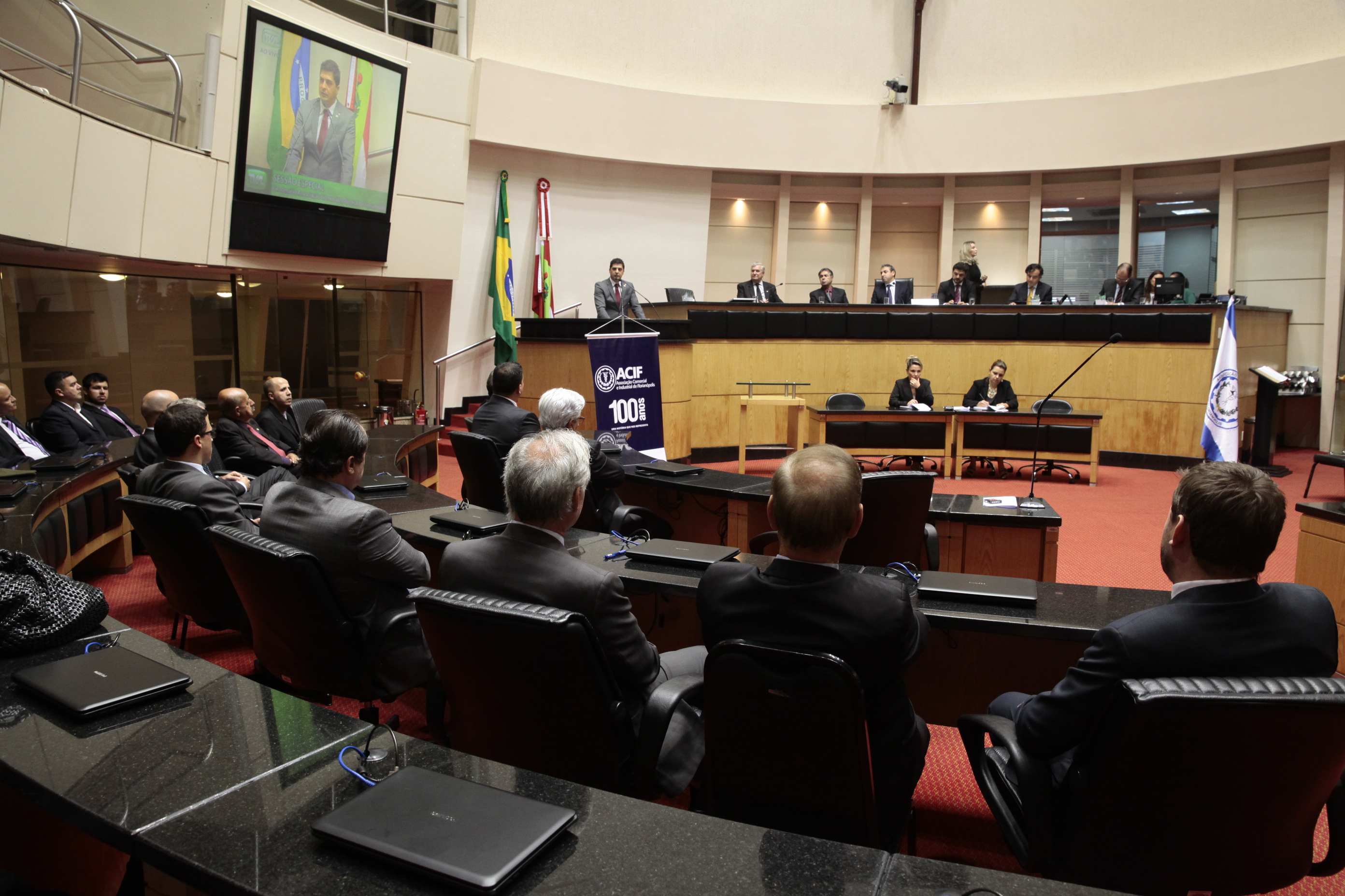 Sessão Especial em homenagem à Associação Comercial e Industrial de Florianópolis - ACIF pela passagem dos seus cem anos de fundação. Foto: Miriam Zomer/Agência AL