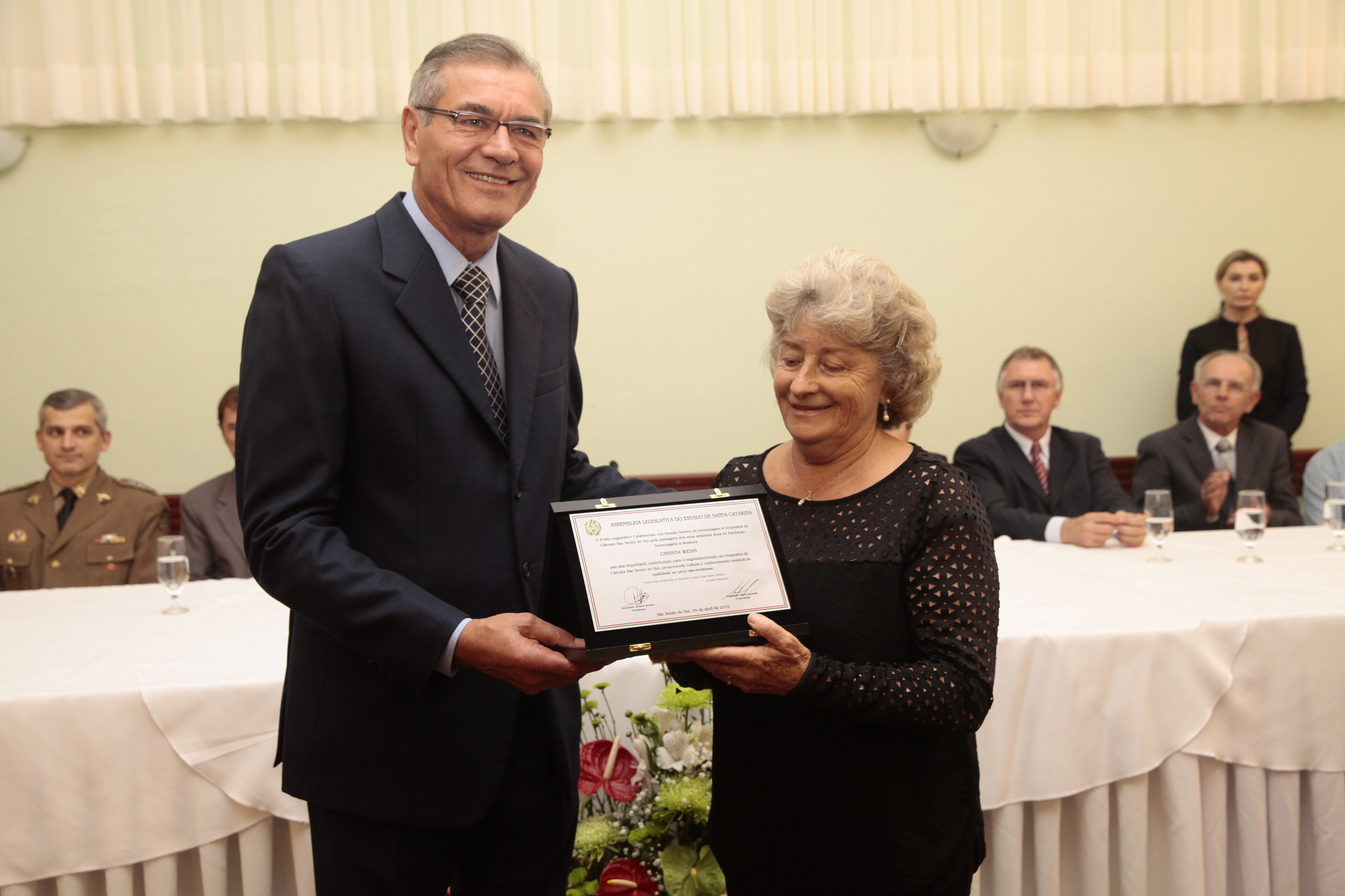 Sessão Solene em homenagem à Orquestra  São Bento do Sul pela passagem de seus 60 anos de fundação. Foto: Miriam Zomer/Agência AL