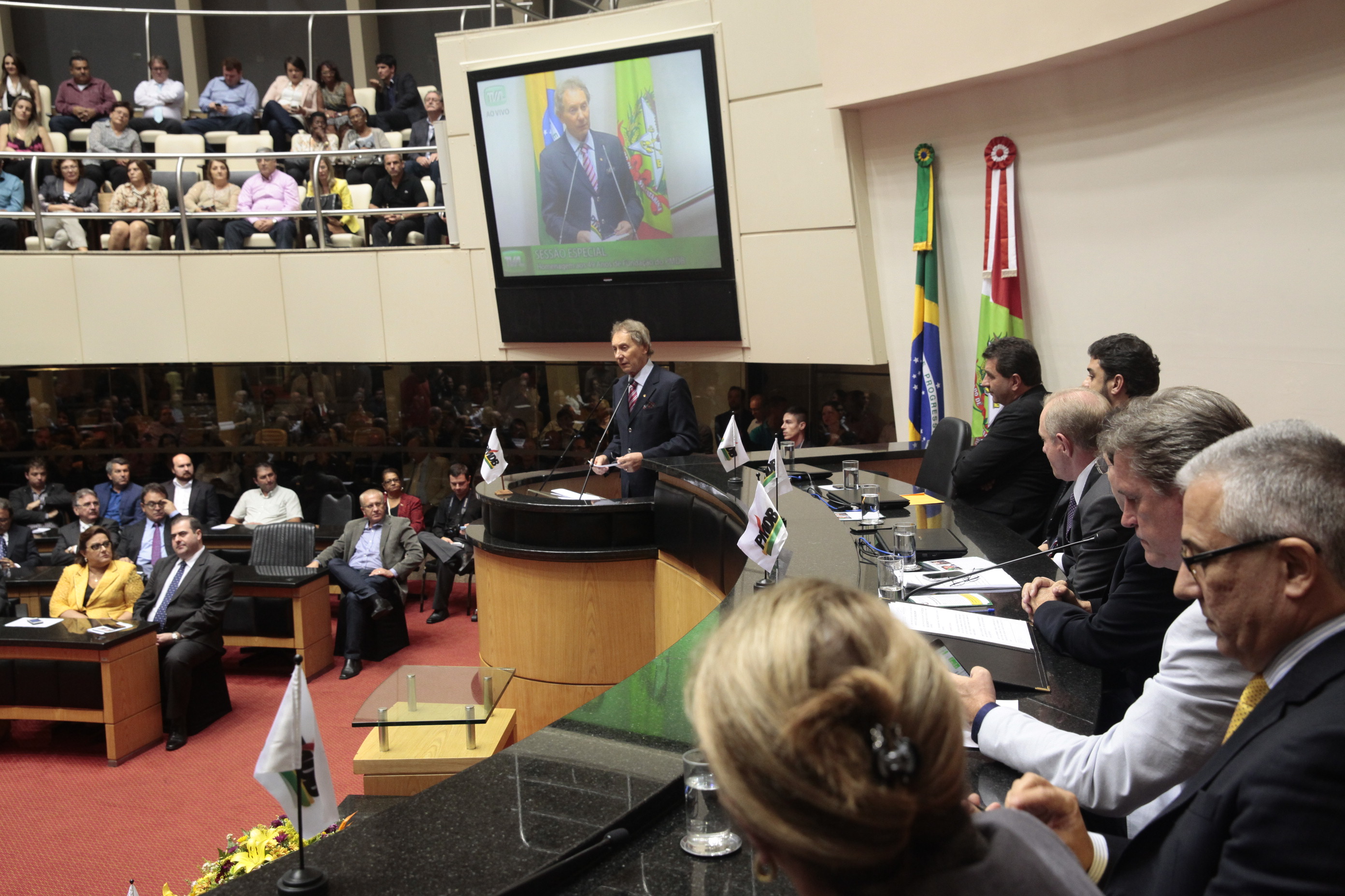 Sessão Especial em homenagem aos 49 anos de fundação do Partido do Movimento Democrático Brasileiro - PMDB. Foto: Eduardo Guedes de Oliveira/Agência A