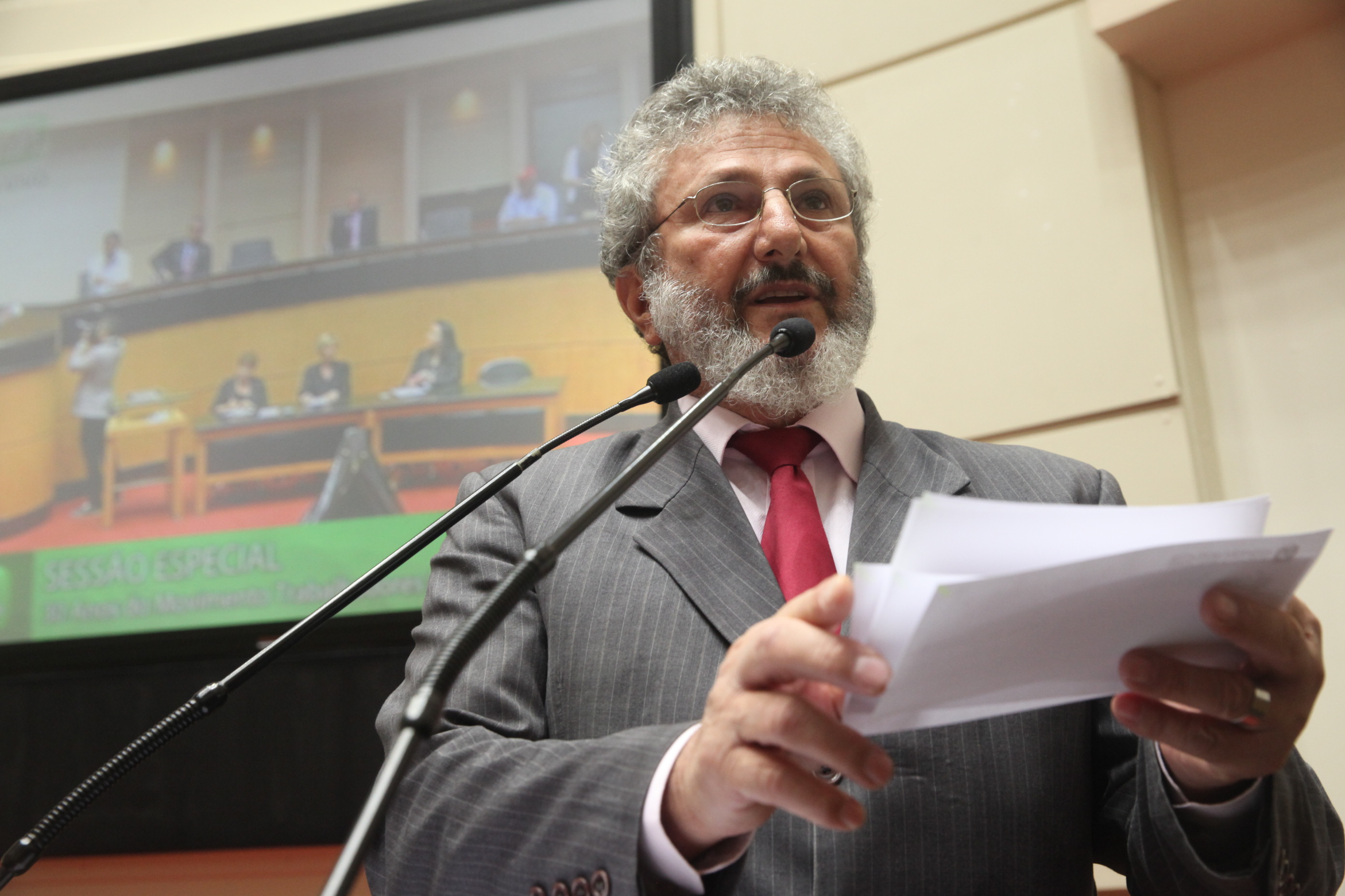 Deputado Padre Pedro Baldissera (PT). Sessão Especial em homenagem aos 30 Anos do MST de SC. Foto: Fábio Queiroz / Agência AL