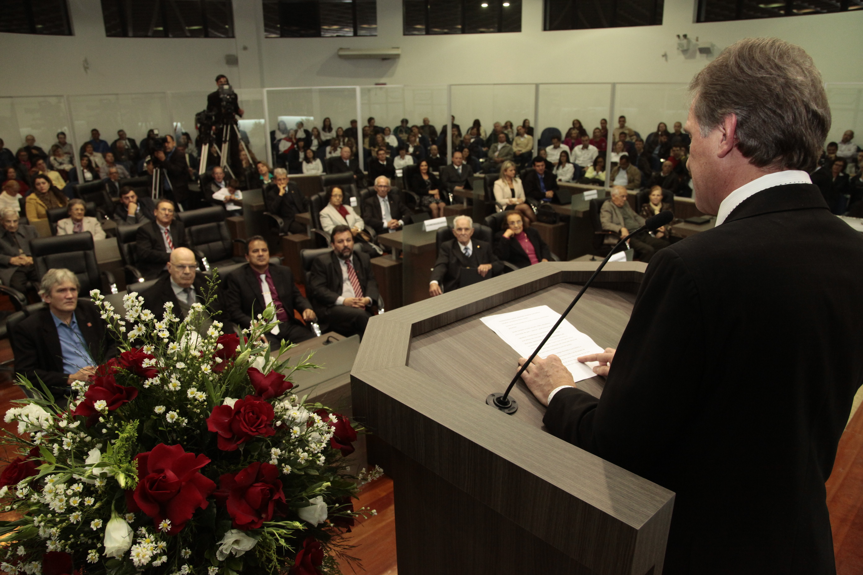 Sessão Solene em homenagem ao Colégio Murialdo pela passagem dos seus 60 anos de fundação. Padre Vilcionei Baggio Foto: Miriam Zomer/Agência AL