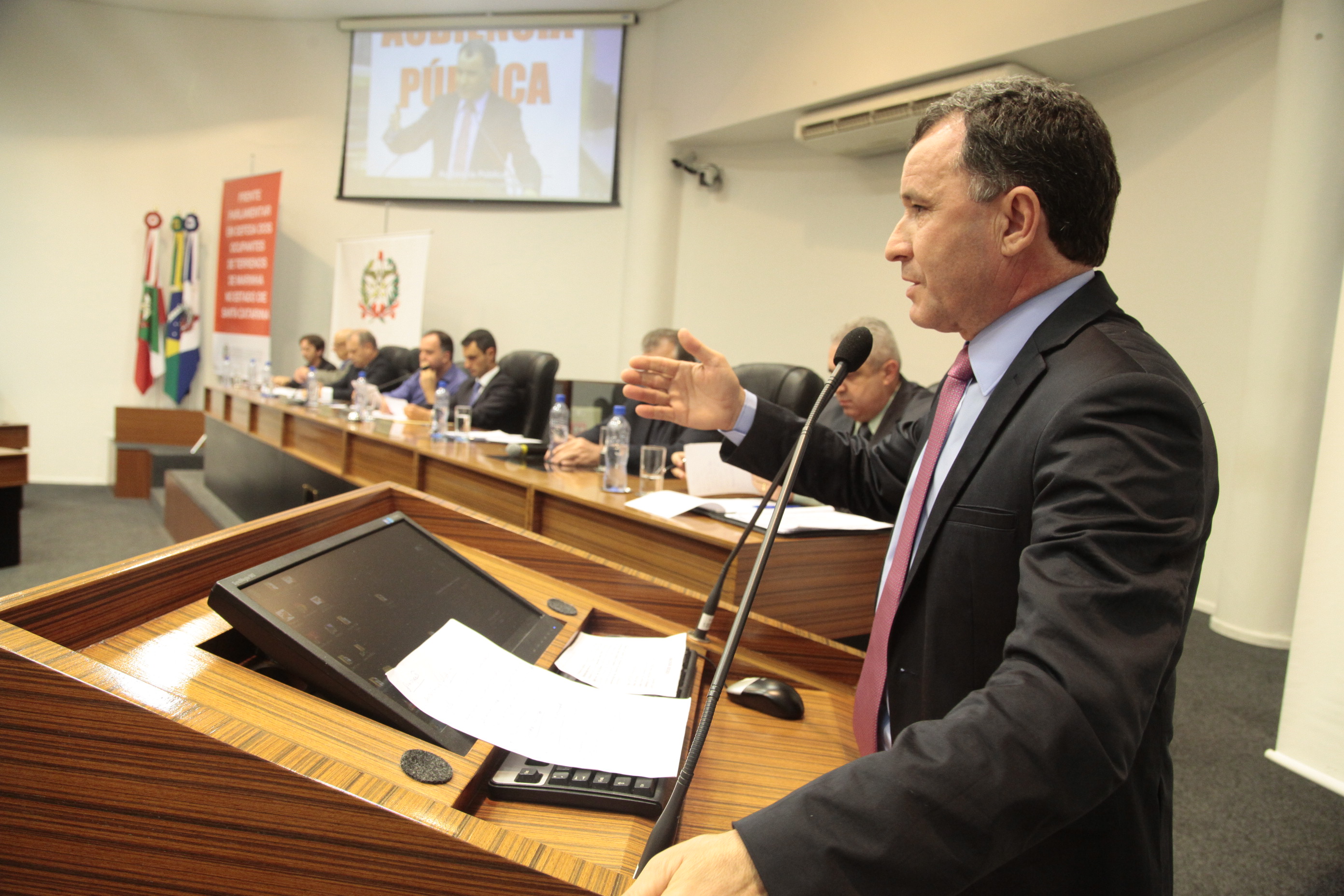 Audiência Pública para debater a Demarcação dos terrenos de Marinha - Joinville. Deputado Darci de Matos (PSD). Foto: Miriam Zomer/Agência AL