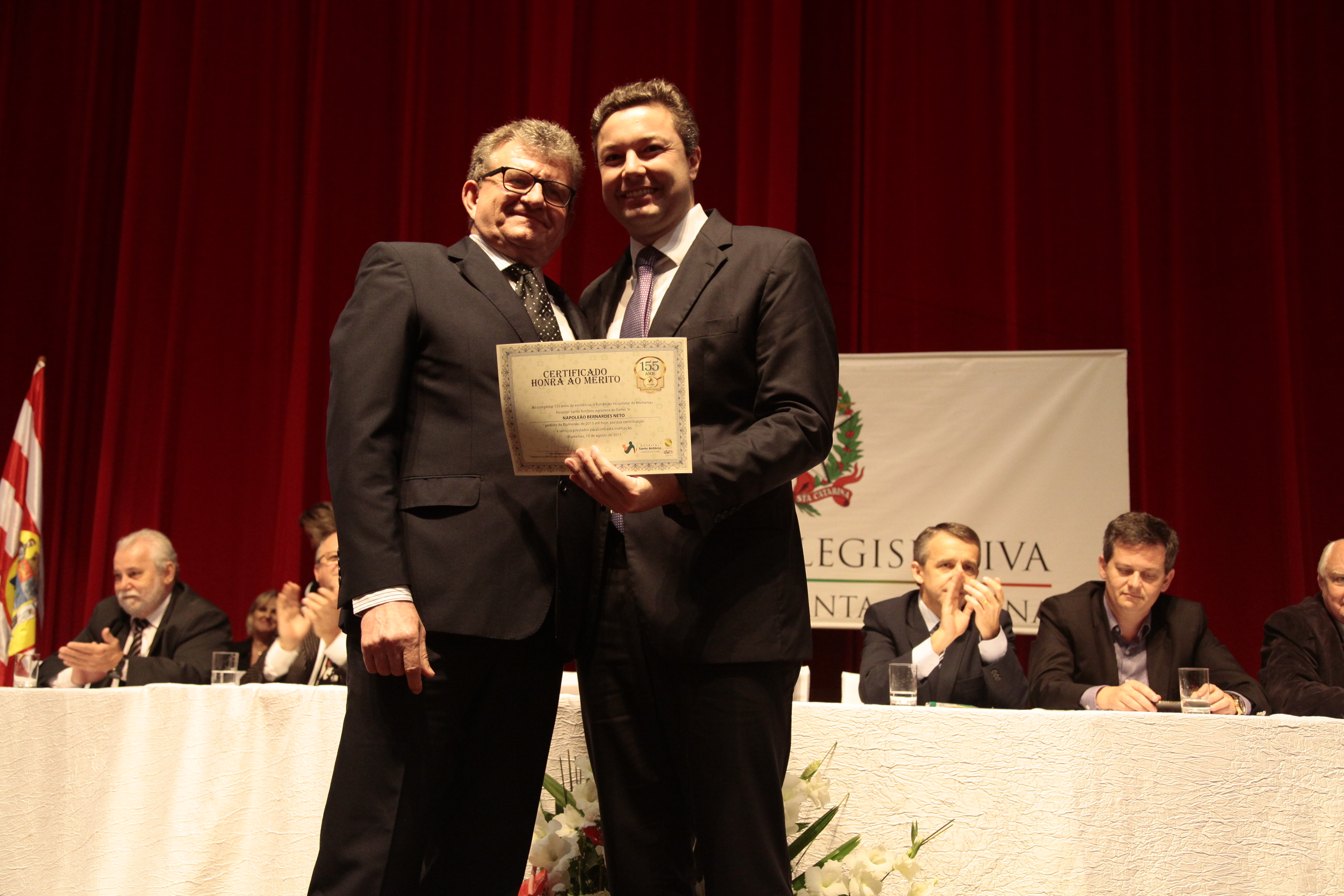 Sessão Solene em homenagem à Fundação Hospitalar de Blumenau - Hospital Santo Antônio pela passagem dos seus 155 anos de fundação. Foto: Miriam Zomer/Agência AL