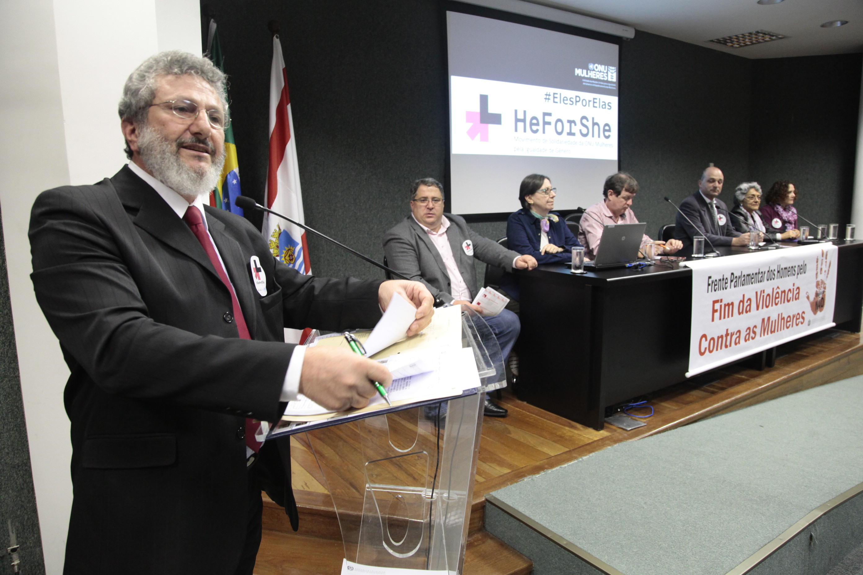 Instalação da Frente Parlamentar dos Homens pelo Fim da Violência Contra as Mulheres e o Lançamento da Campanha Eles por Elas, da ONU. Foto: Miriam Zomer/Agência AL