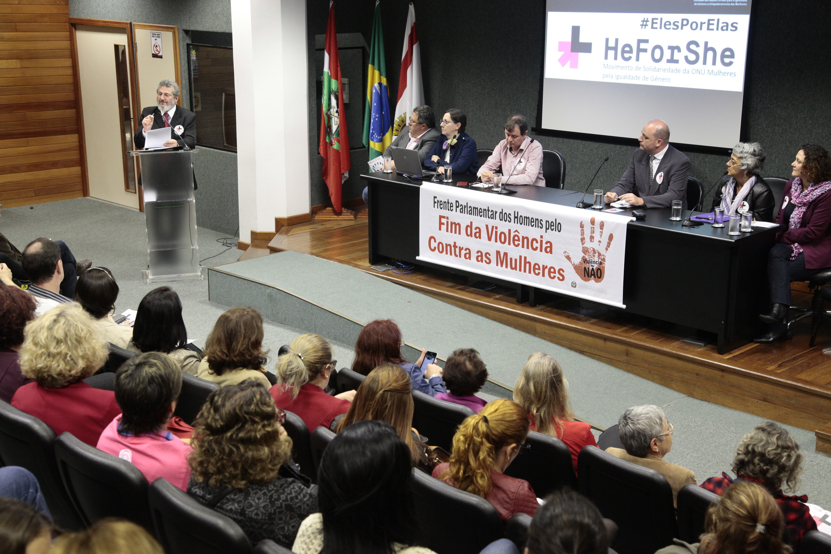 Instalação da Frente Parlamentar dos Homens pelo Fim da Violência Contra as Mulheres e o Lançamento da Campanha Eles por Elas, da ONU. Foto: Miriam Zomer/Agência AL