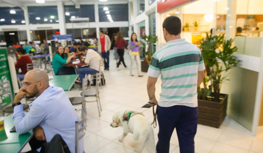 Lei assegura o direito da pessoa com deficiência visual usuária de cão-guia ingressar e permanecer com o animal em todos os locais públicos ou privados de uso coletivo. FOTO: Lucas Diniz/Agência AL