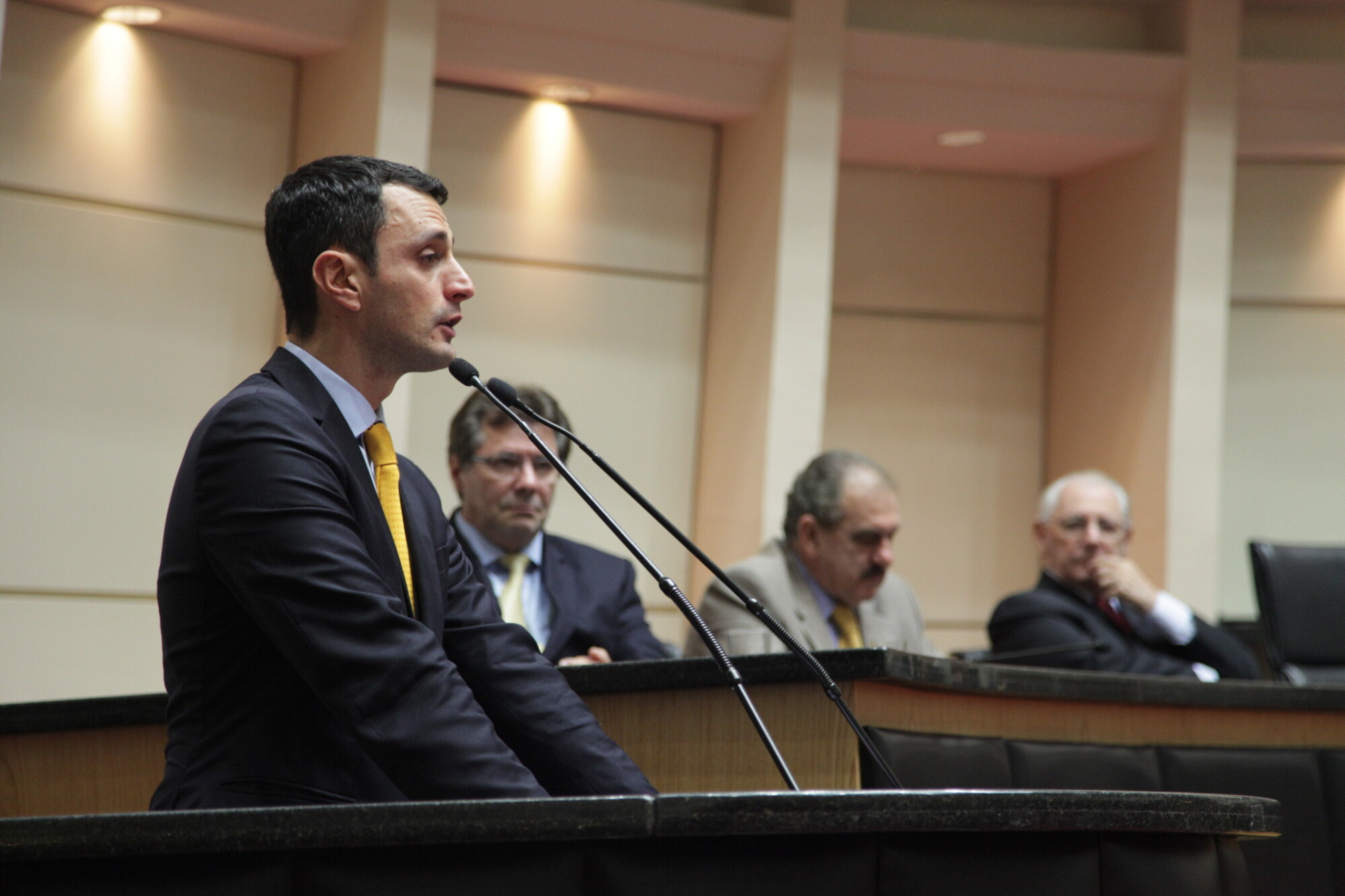 Deputado João Amin, proponente da solenidade, discursa na tribuna. Foto: Solon Soares / Agência AL