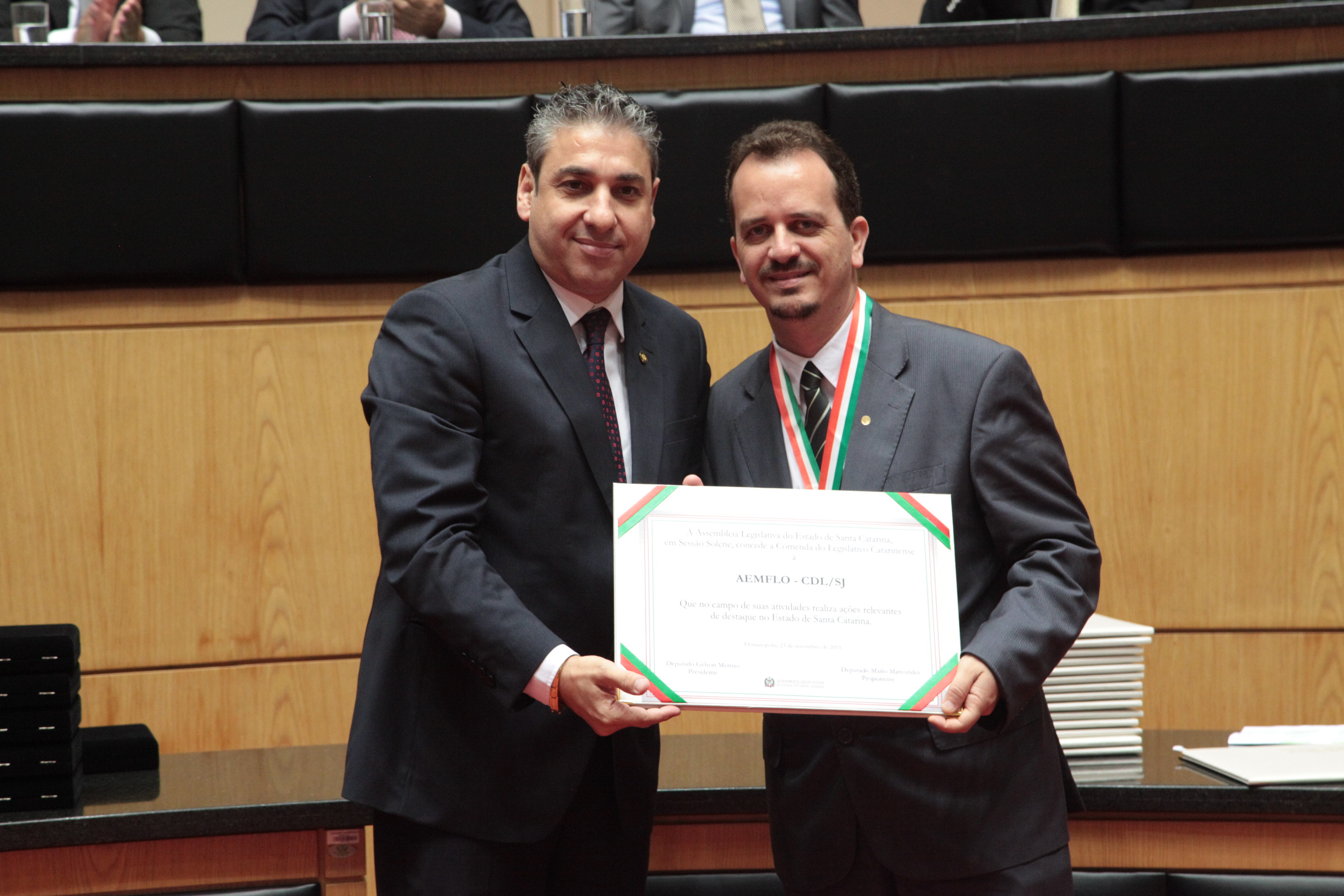 Entrega da Comenda do Legislativo Catarinense aos Homenageados. Foto: Solon Soares/Agência AL