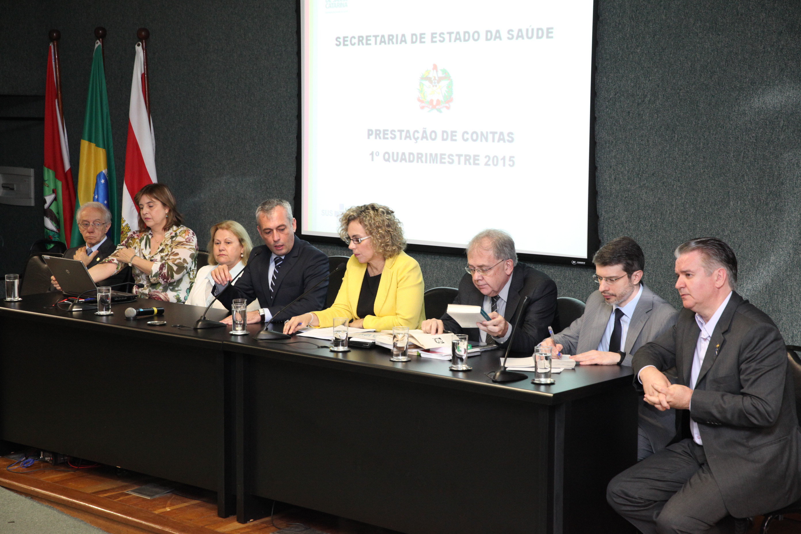 Secretário de Estado da Saúde - João Paulo Kleinubing - apresenta diante dos deputados membros da Comissão de Saúde relatório dos 1° e 2° quadrimestres de 2015. Foto: Fábio Queiroz / Agência AL
