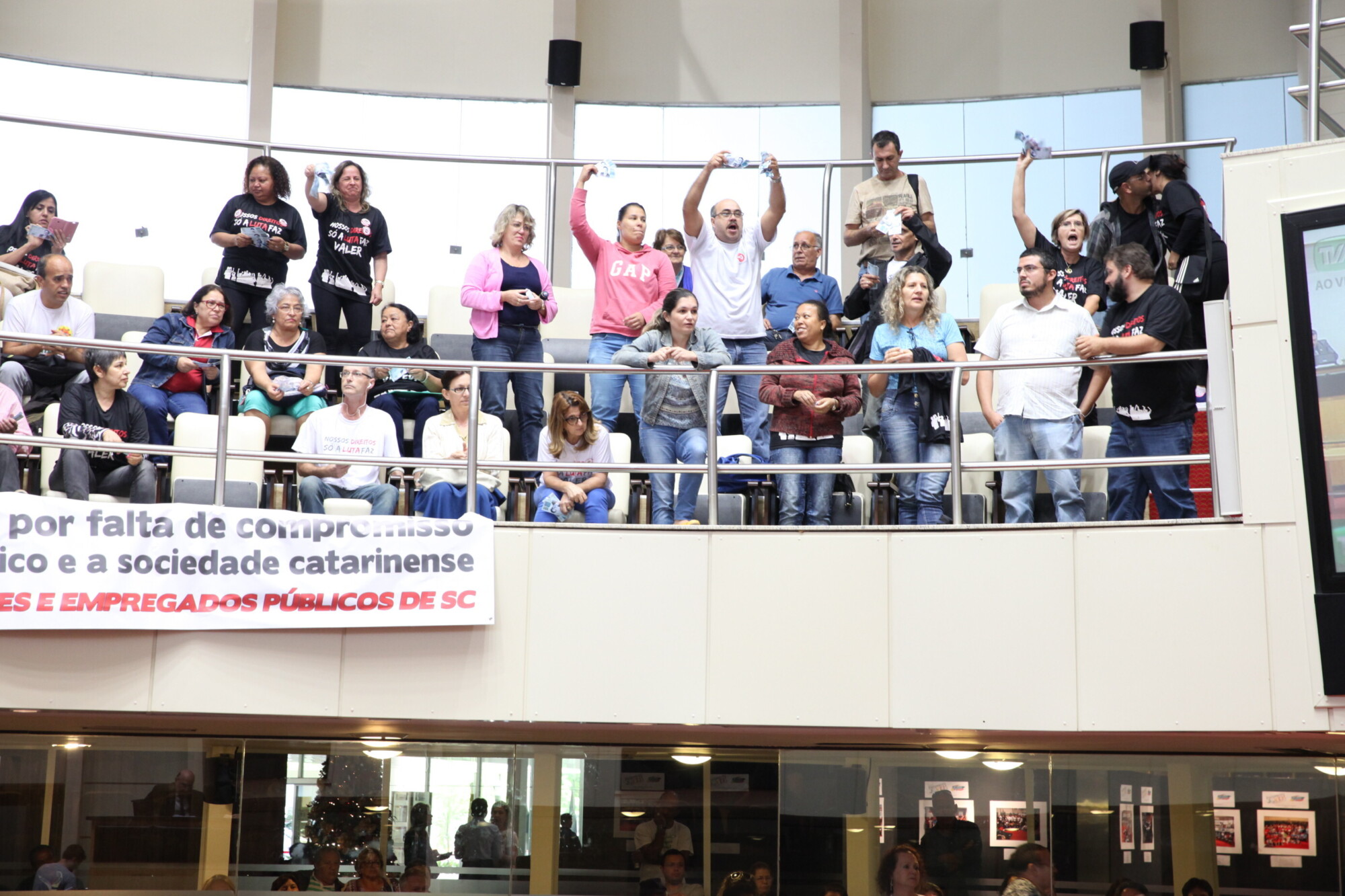 Servidores públicos ocuparam galerias durante reunião conjunta das Comissões de Finanças e do Trabalho