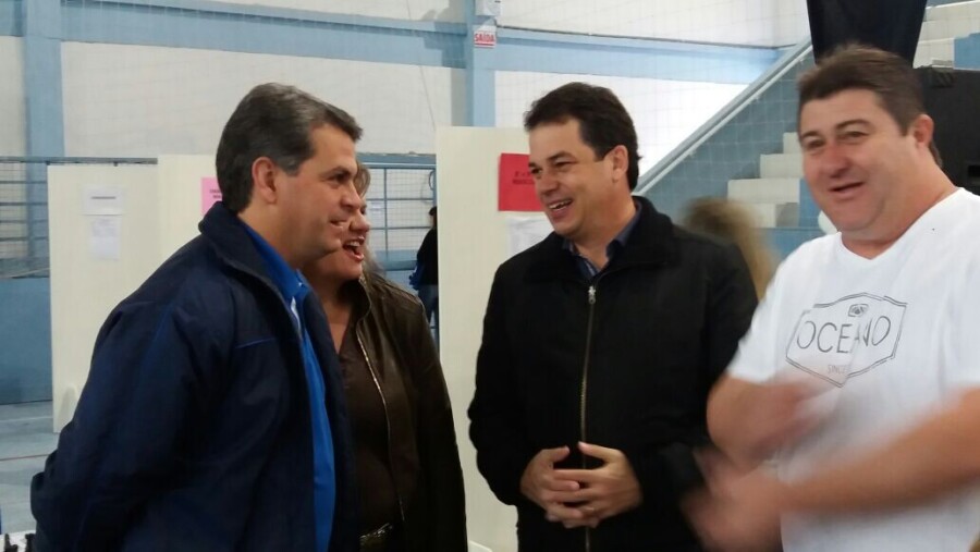 Deputado Rodrigo Minotto, Tio Ligas, prefeito de Otacílio Costa, e vereador Luiz Fernando Belau