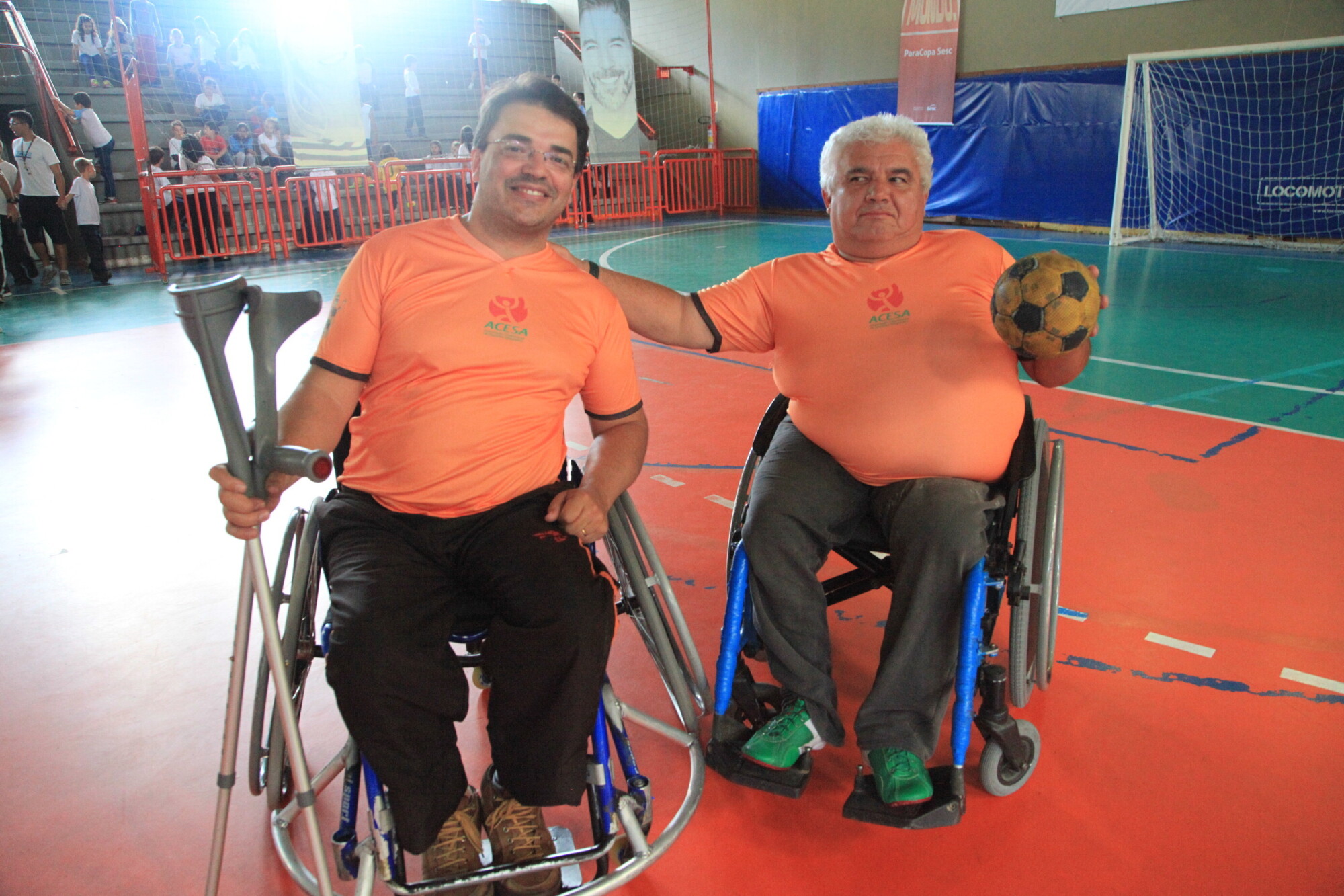 Ricardo Mattei e Jucélio Assis, da Associação Catarinense de Esportes Adaptados