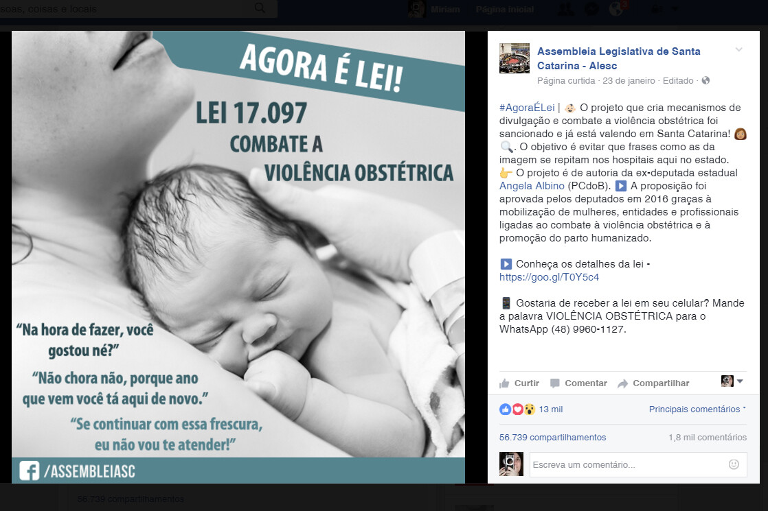 Lei estadual que combate a violência obstétrica repercute nas redes sociais