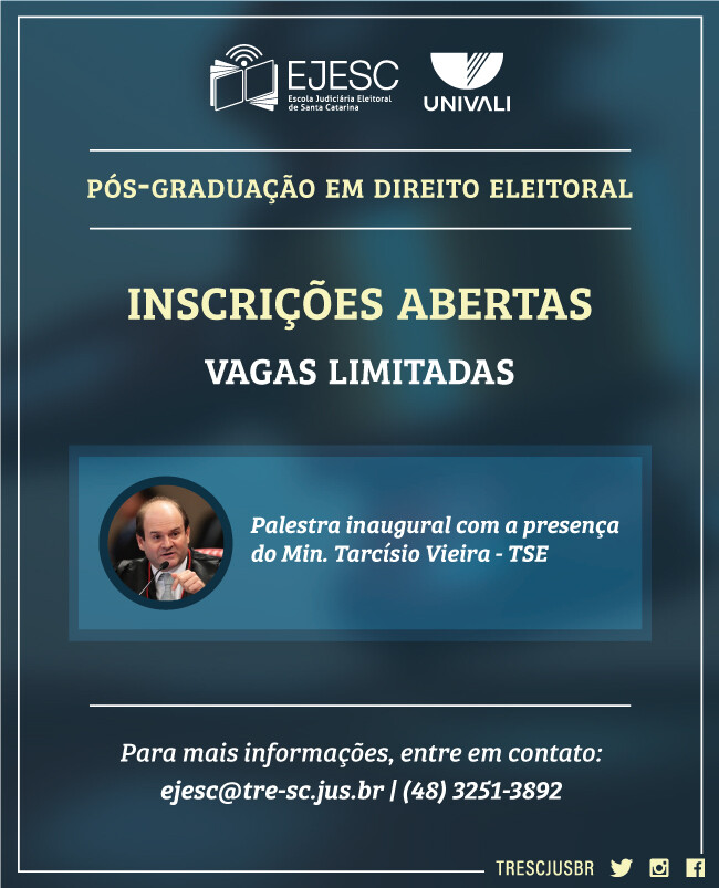 Ministro Tarcisio Vieira inaugura pós-graduação em Direito Eleitoral