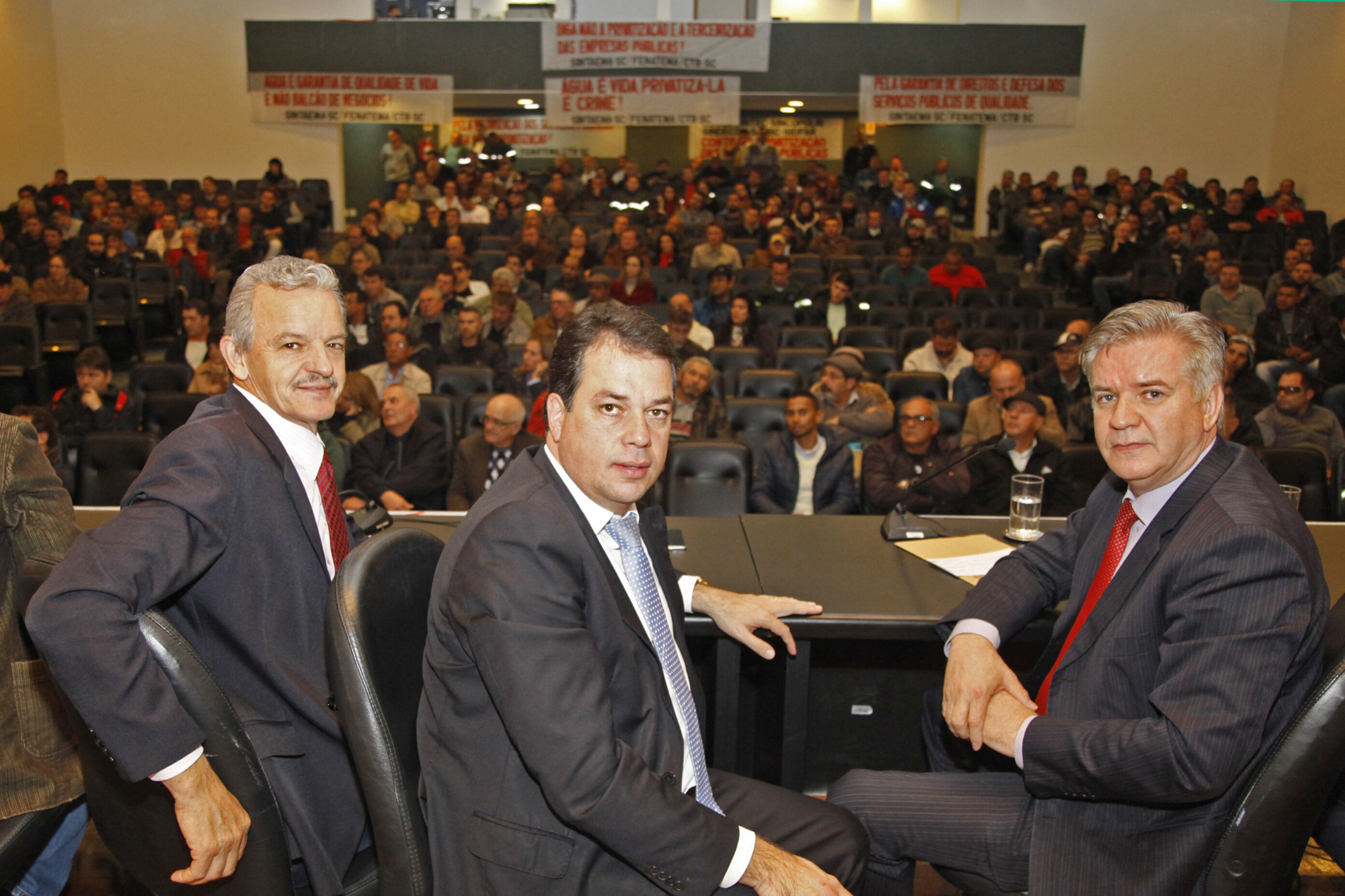 Deputados Dirceu Dresch, Rodrigo Minotto e Cesar Valduga