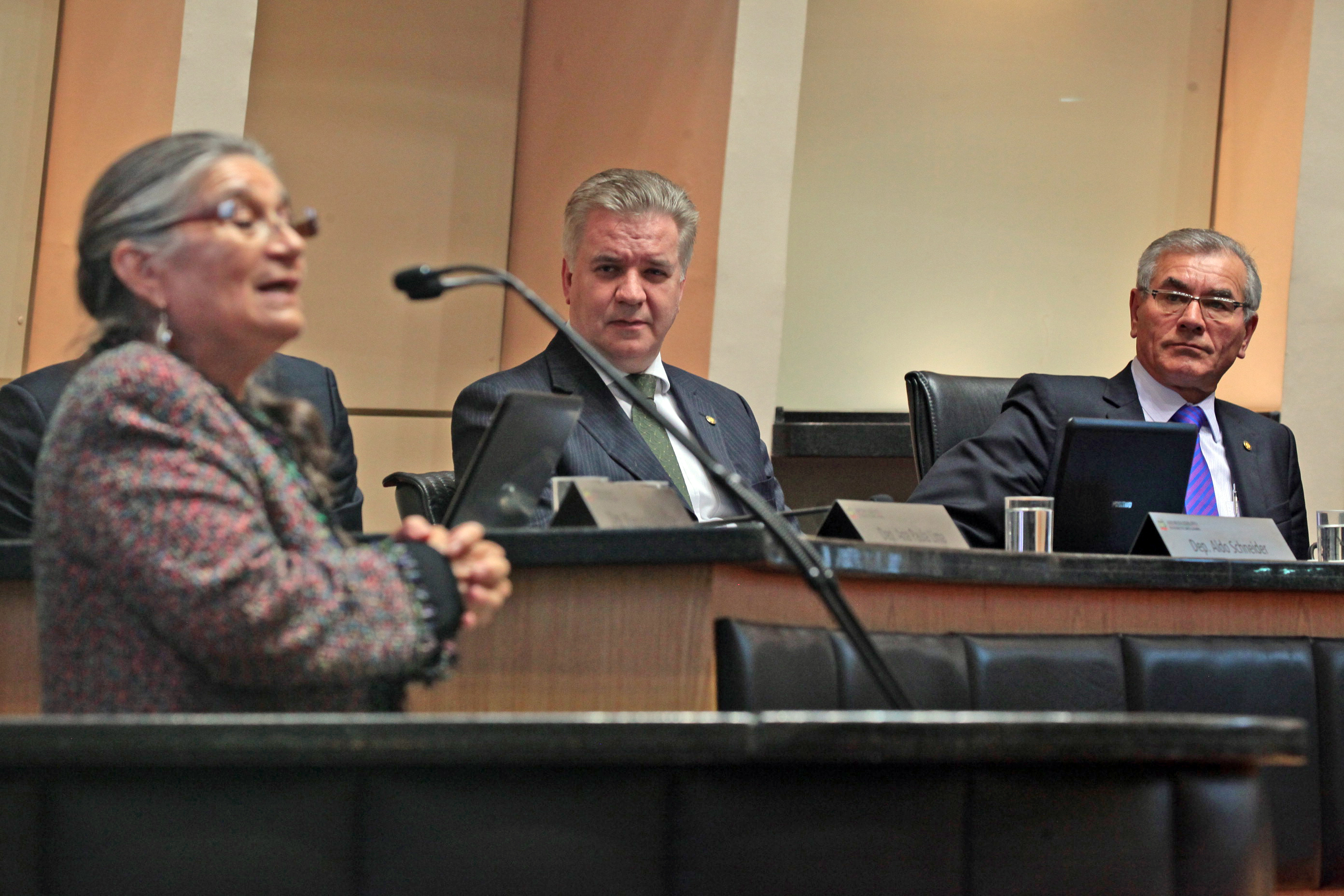Representantes do Sokhrates apresentam o aplicativo no Plenário.