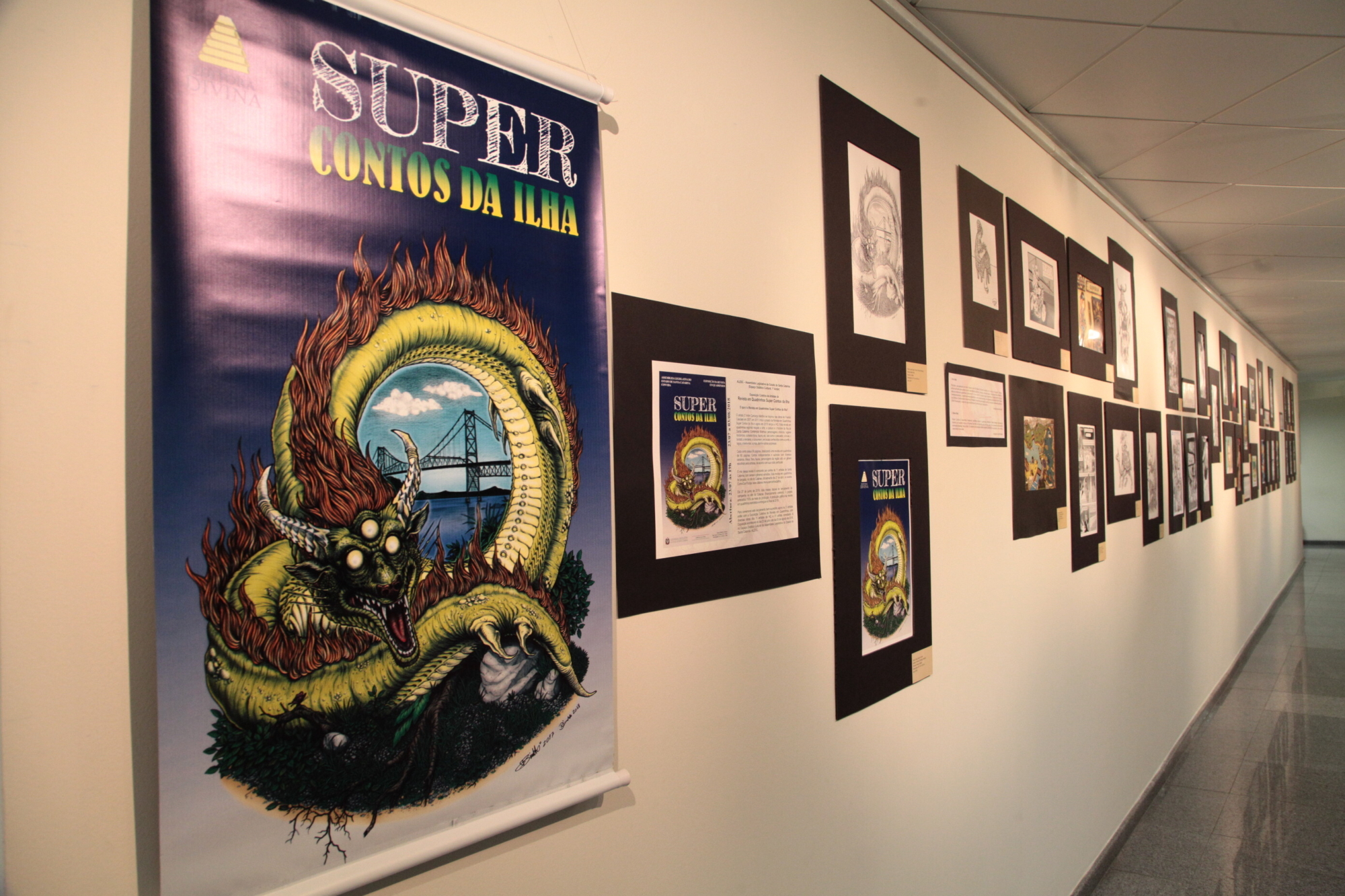 Exposição retrata ilustrações em quadrinhos com histórias do folclore catarinense
