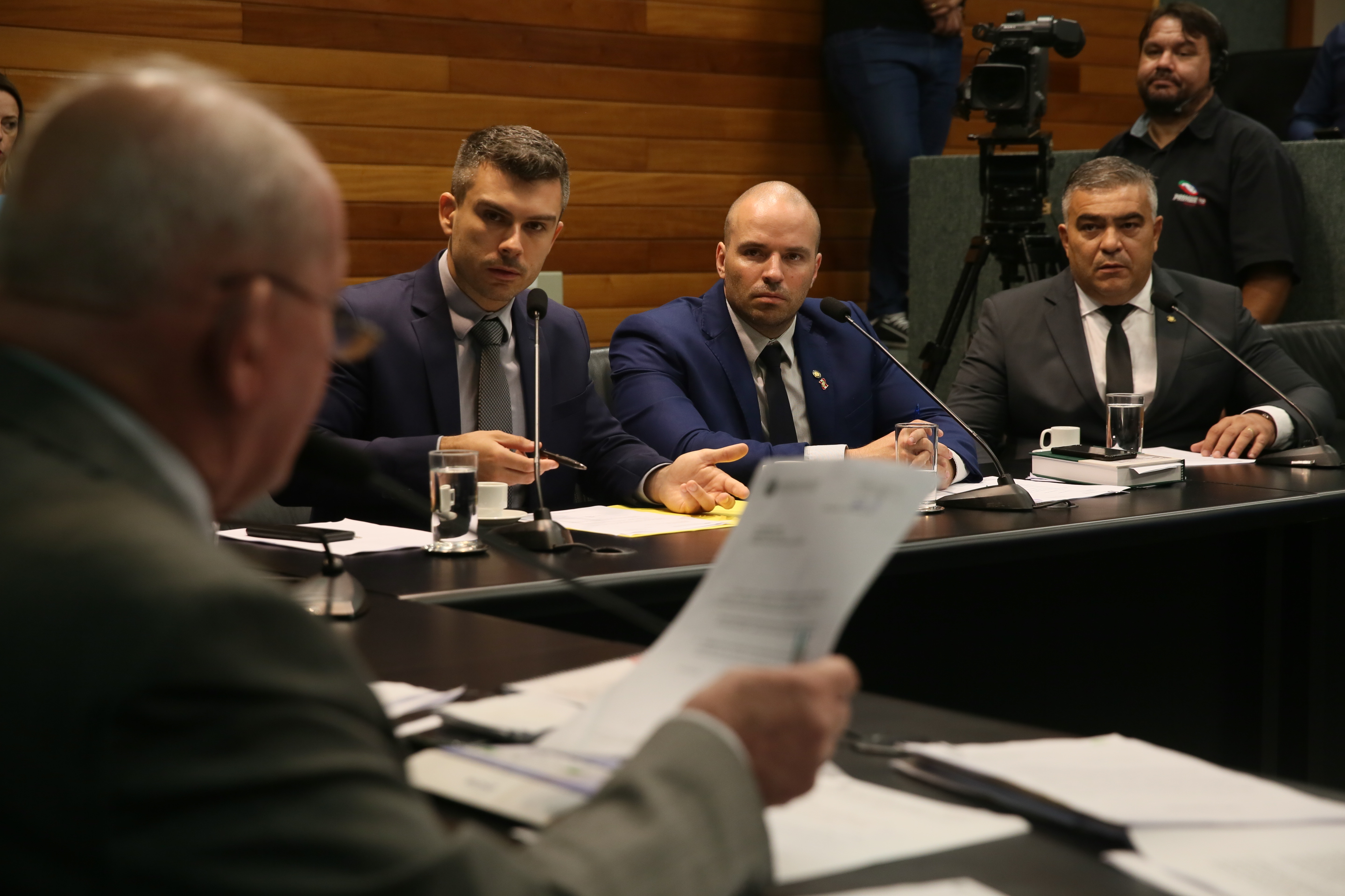 Reunião da Comissão Parlamentar de Inquérito para apurar eventuais irregularidades nos contratos de restauração da Ponte Hercílio Luz.