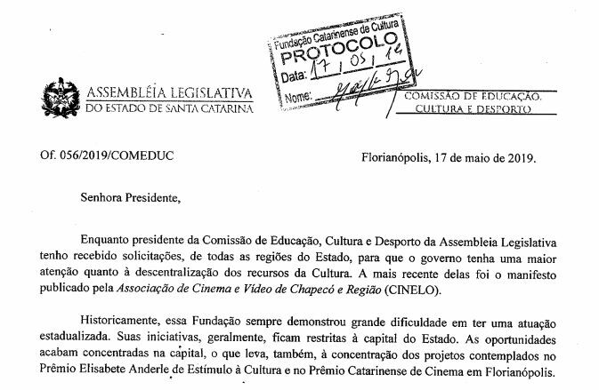 Luciane Carminatti requer descentralização dos recursos da Cultura
