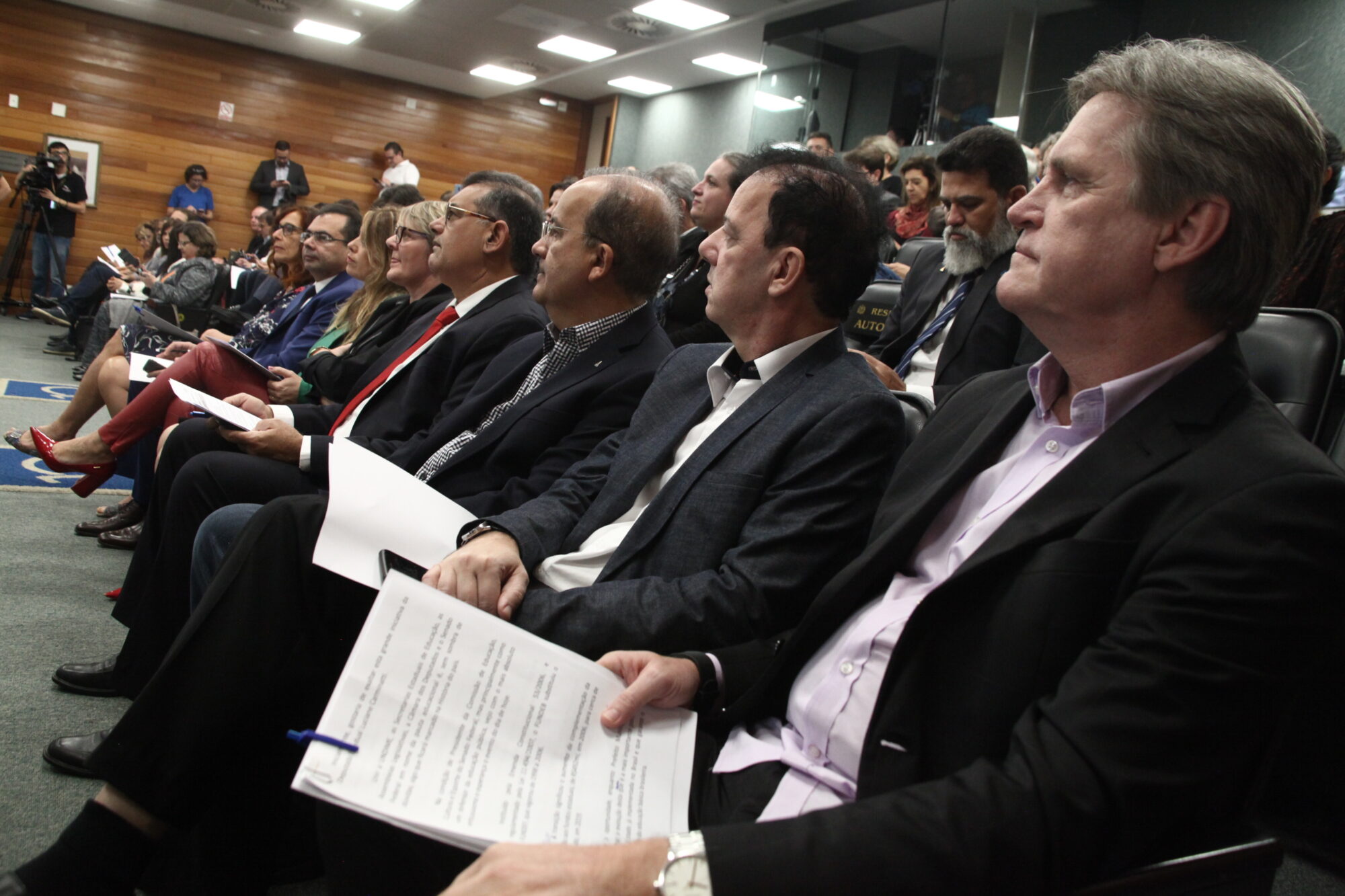 Senador Dário Berger (MDB), presidente da Comissão de Educação do Senado, deputado Ismael dos Santos (PSD) e senador Jorginho Melo (PL).