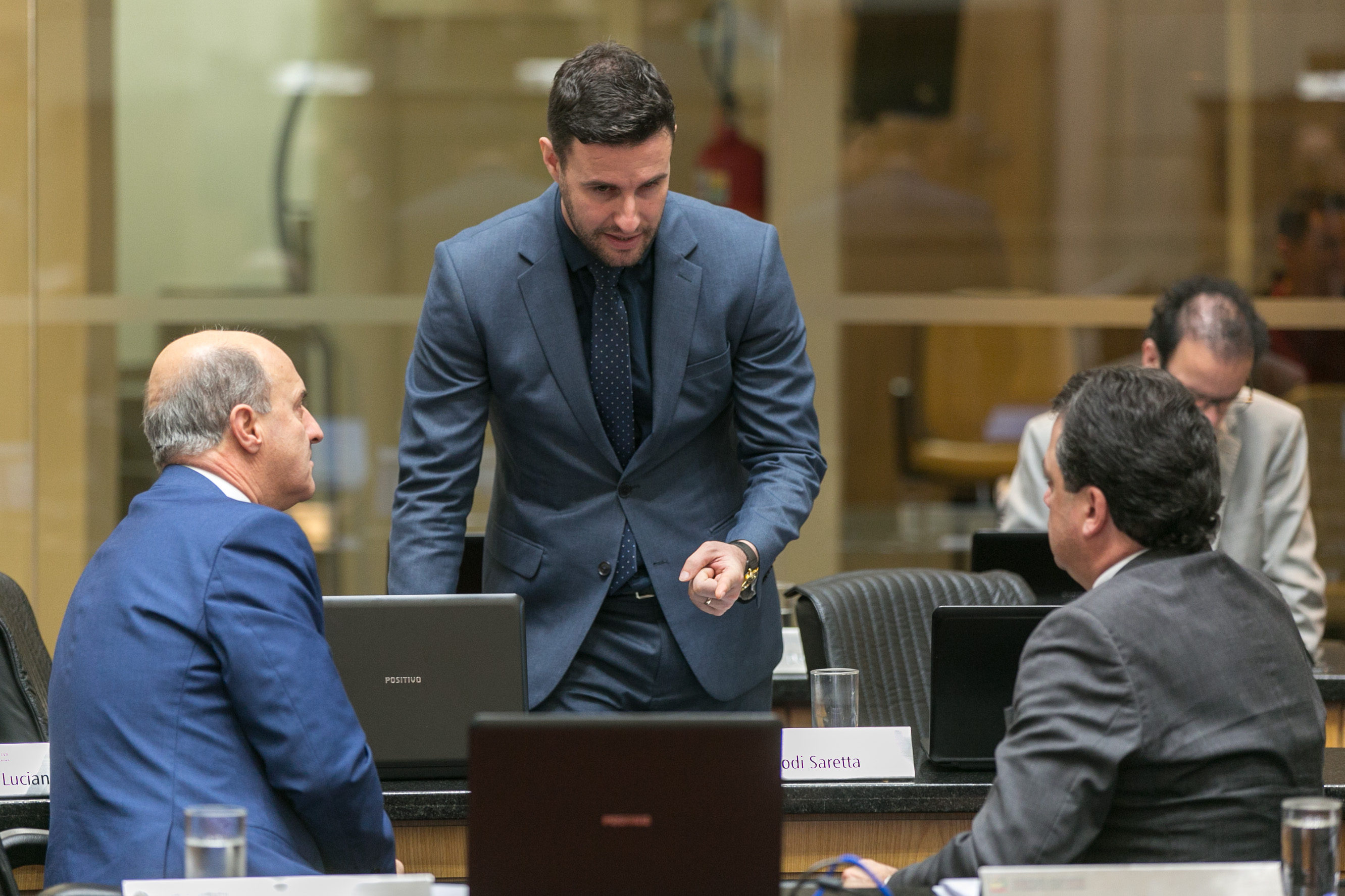 Deputado José Milton Scheffer (PP), Deputado Felipe Estevão (PSL) e 
Deputado Rodrigo Minotto (PDT)