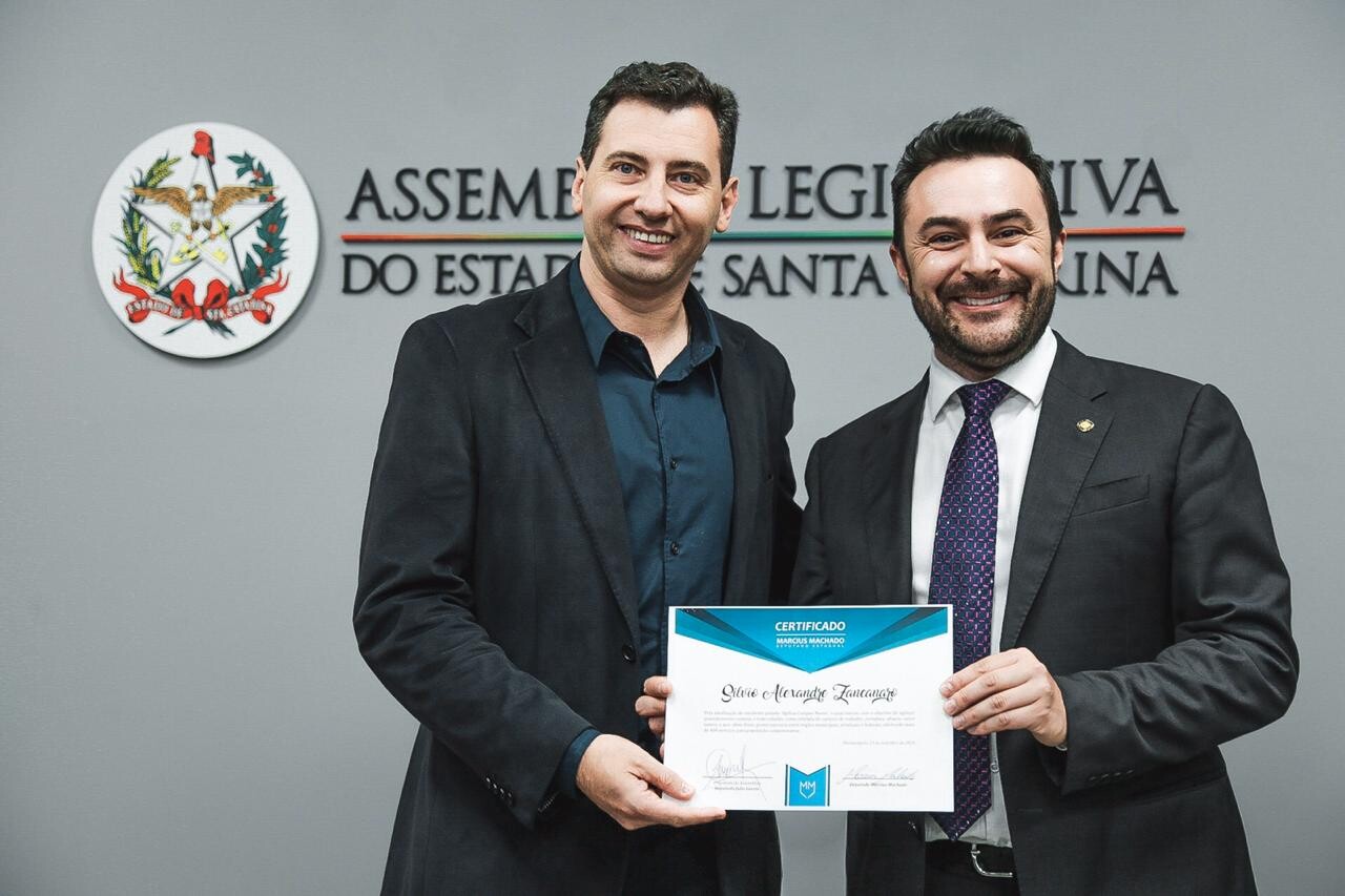 Deputado Marcius Machado e Silvio Zancanaro, prefeito de Campos Novos FOTO: Luca Gebara/Divulgação