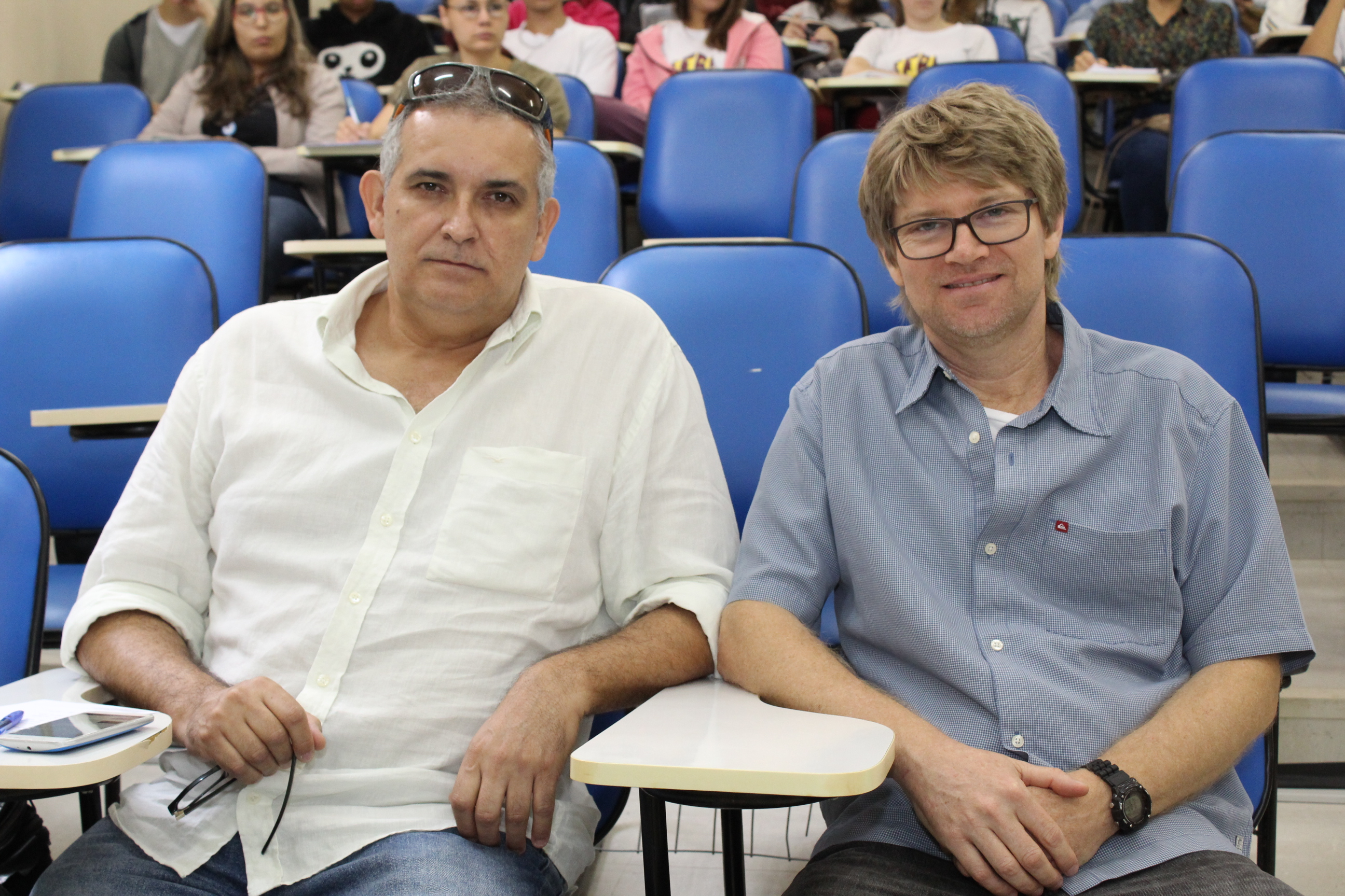 Seminário Sociedade e Meio Ambiente - Professores Luciano Algusto Heinning e Marcos Aurélio Espindola, palestrantes