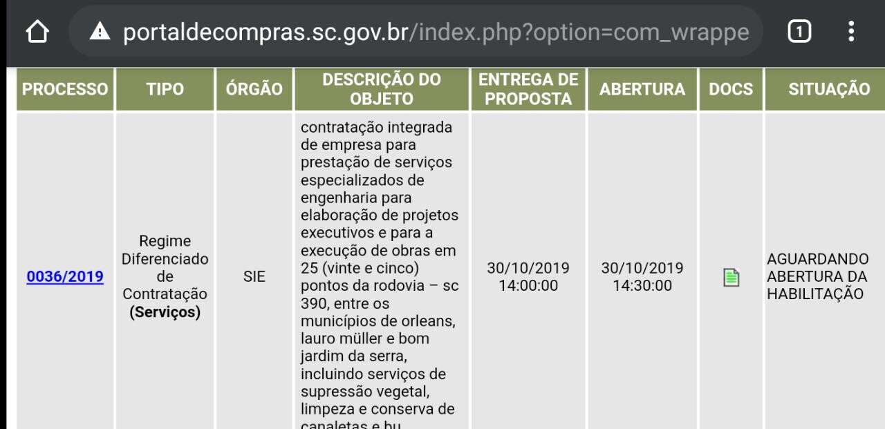 Lançado edital para execução de obras na Serra do Rio do Rastro