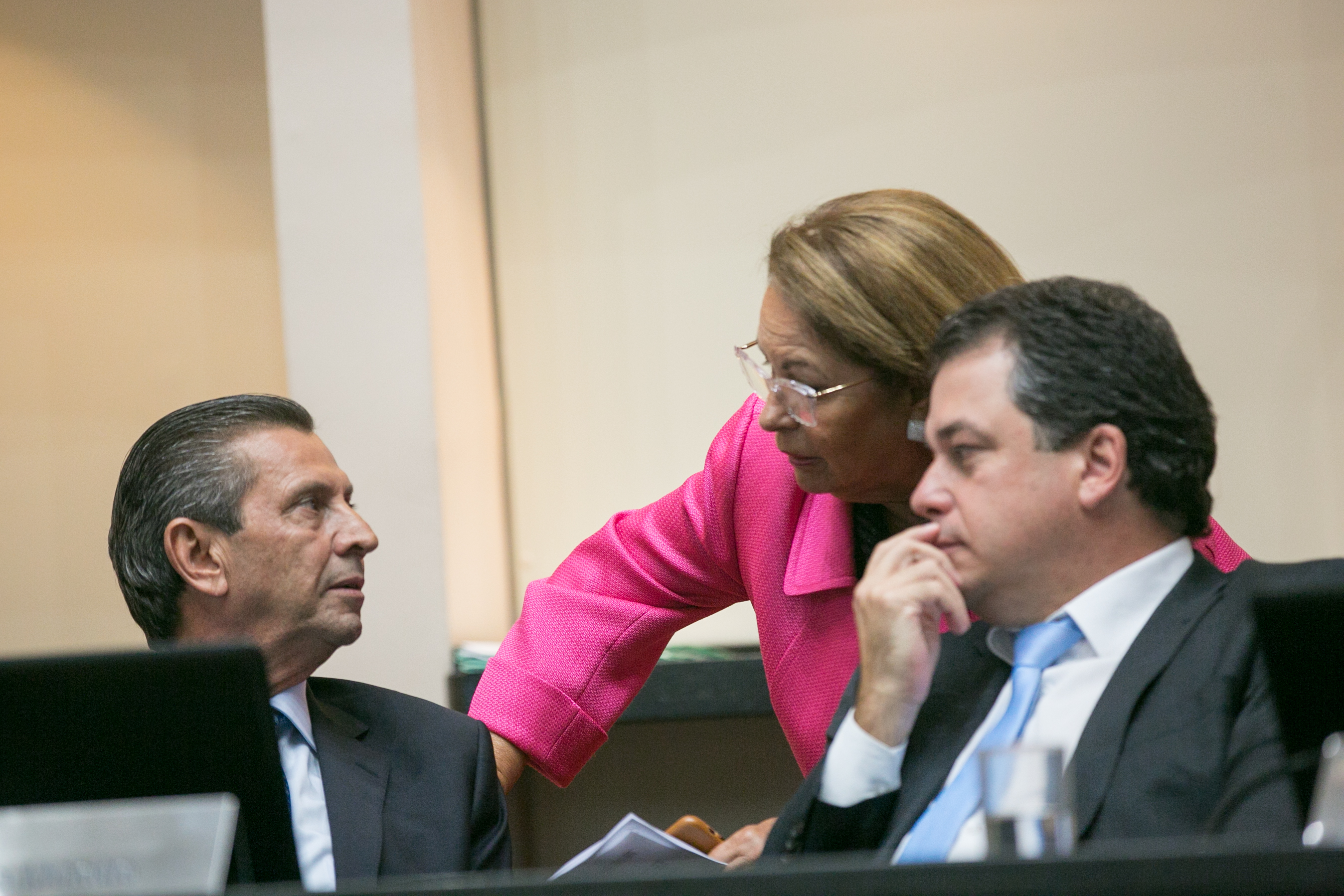 Deputado Julio Garcia (PSD), Deputada Ada De Luca (MDB) e Deputado Rodrigo Minotto (PDT)