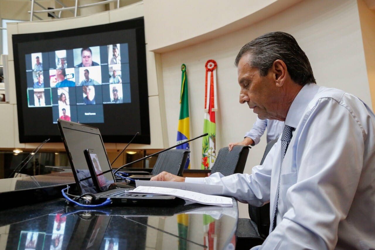 Reunião com os líderes foi realizada de forma remota. FOTO: Daniel Conzi/Agência AL