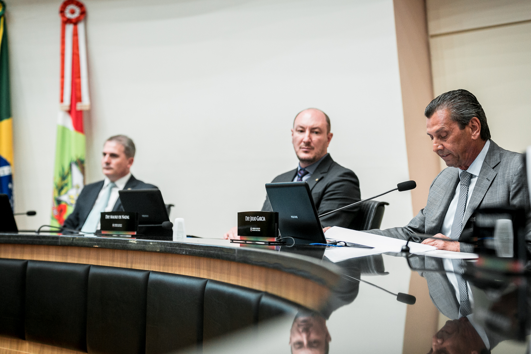 Deputado Júlio Garcia (PSD), Deputado Mauro de Nadal (MDB) e Deputado Altair Silva (PP)
