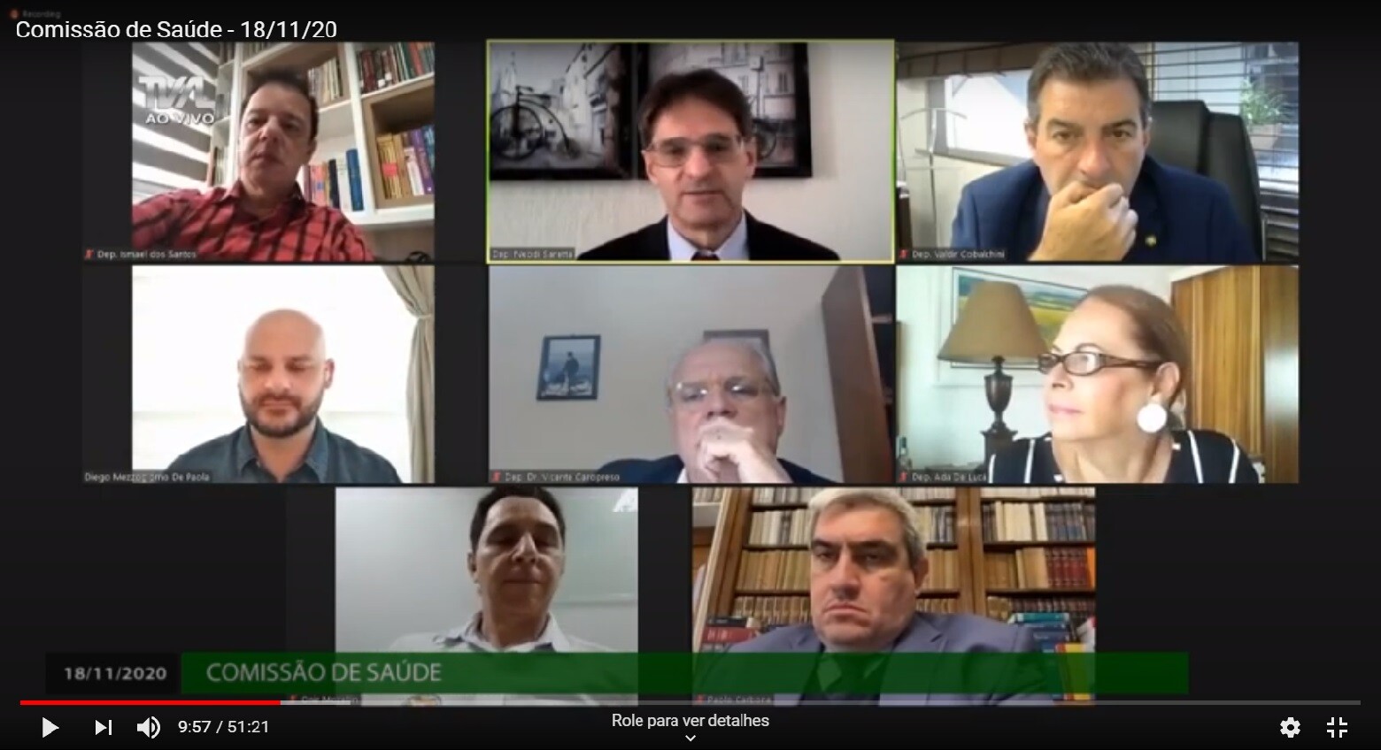 Reunião virtual da Comissão de Saúde