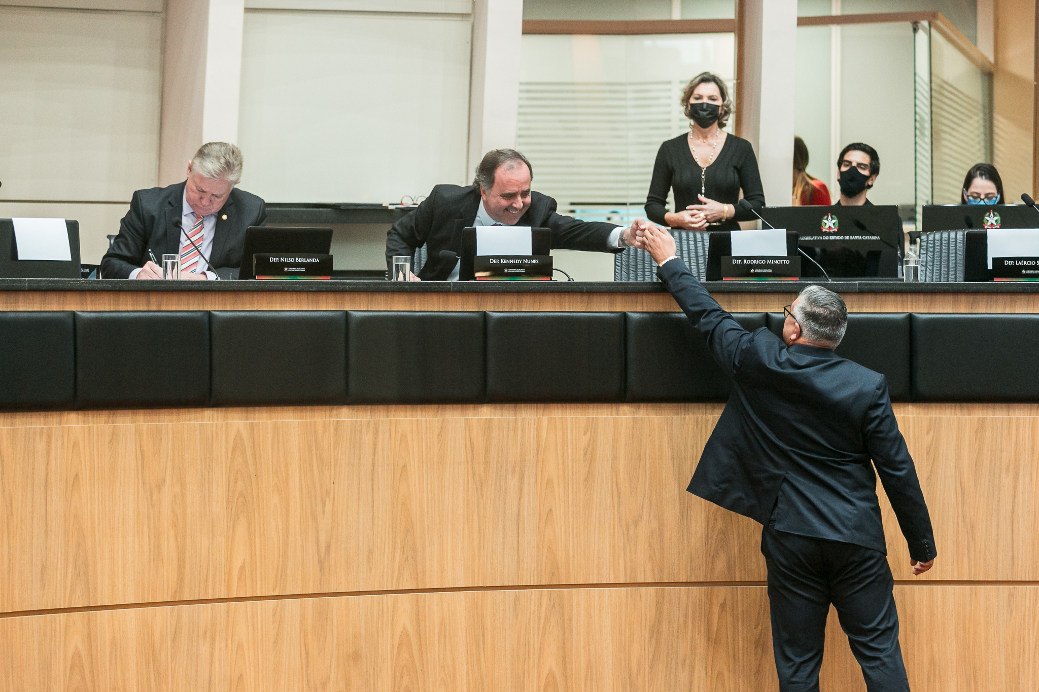Deputado Nilso Berlanda (PL), Deputado Kennedy Nunes (PSD) e Deputado Sargento Lima(PSL)