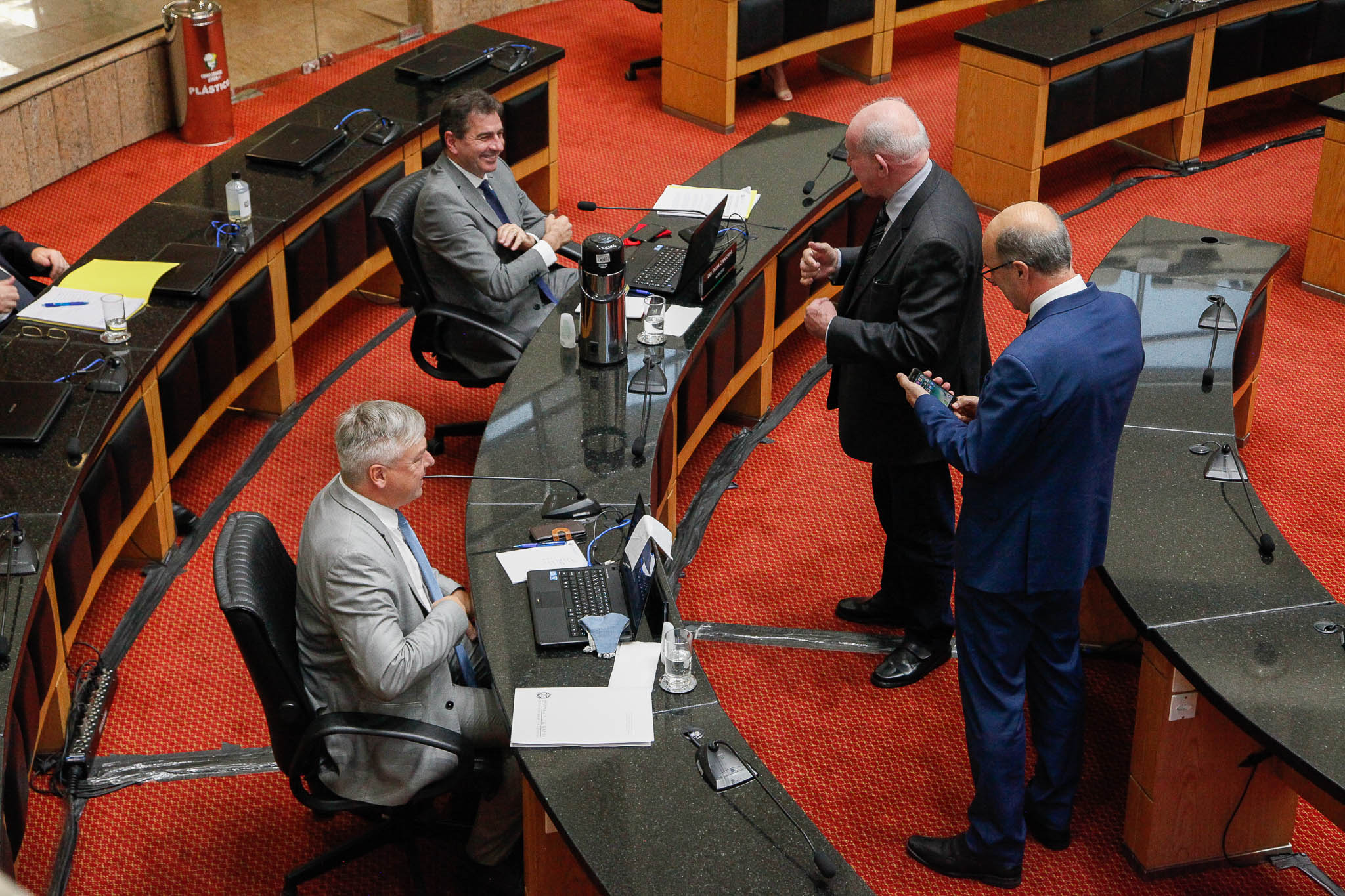 Deputado Fabiano da Luz (PT), Deputado Valdir Cobalchini (MDB, Deputado Marcos Vieira (PSDB), Deputado José Milton Scheffer (PP)