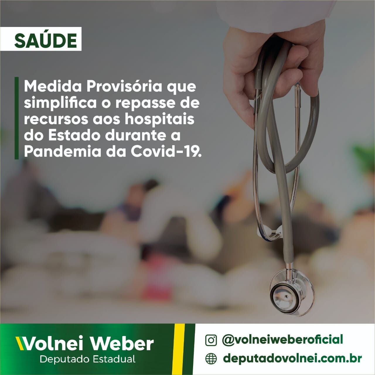 Weber encaminha indicação para que Estado simplifique repasses aos hospitais
