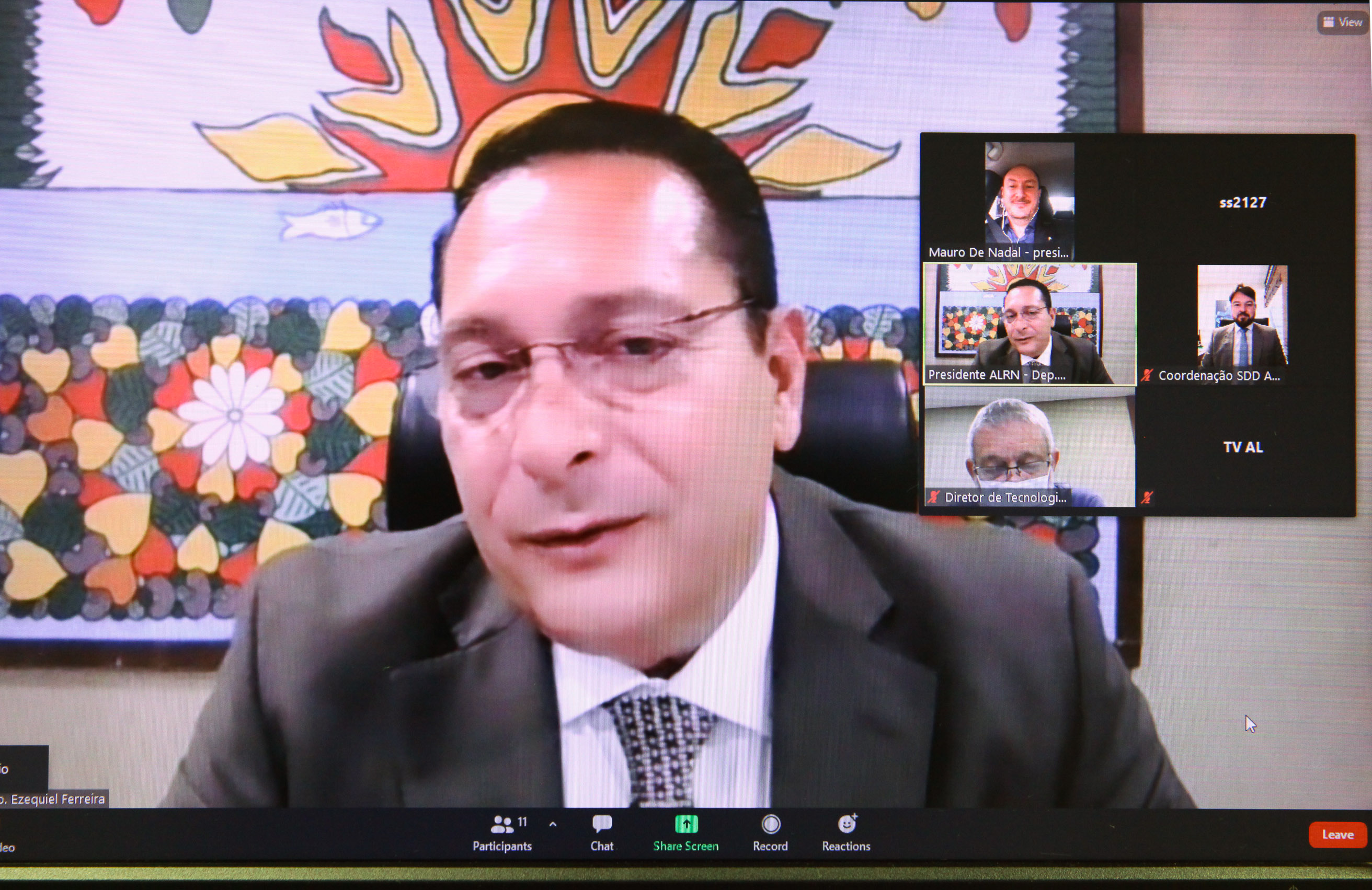 Reunião Virtual para Assinatura de Convênio com a ALRN - Deputado Ezequiel Ferreira (PSDB), presidente da ALRN
