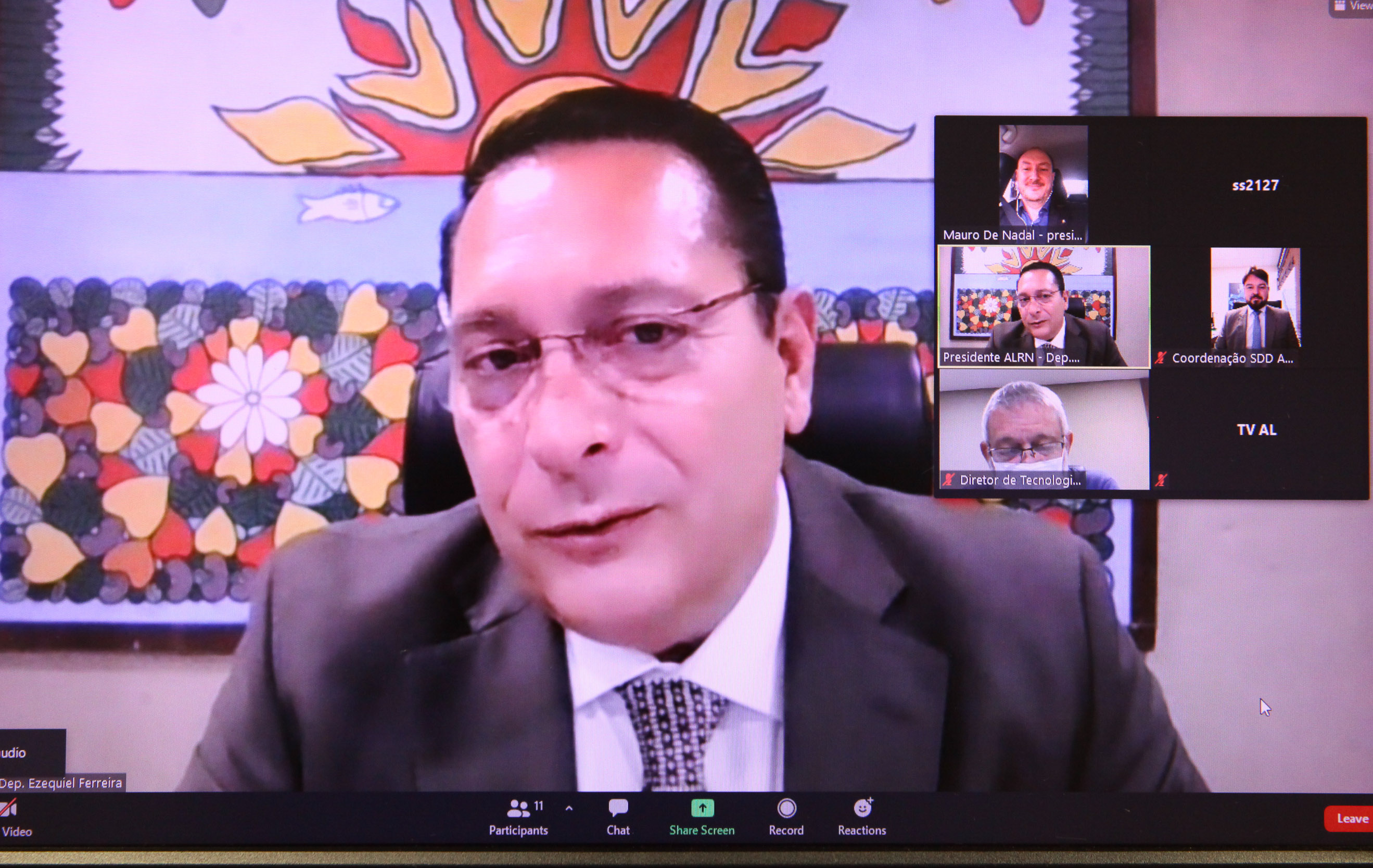 Reunião Virtual para Assinatura de Convênio com a ALRN - Deputado Ezequiel Ferreira (PSDB), presidente da ALRN