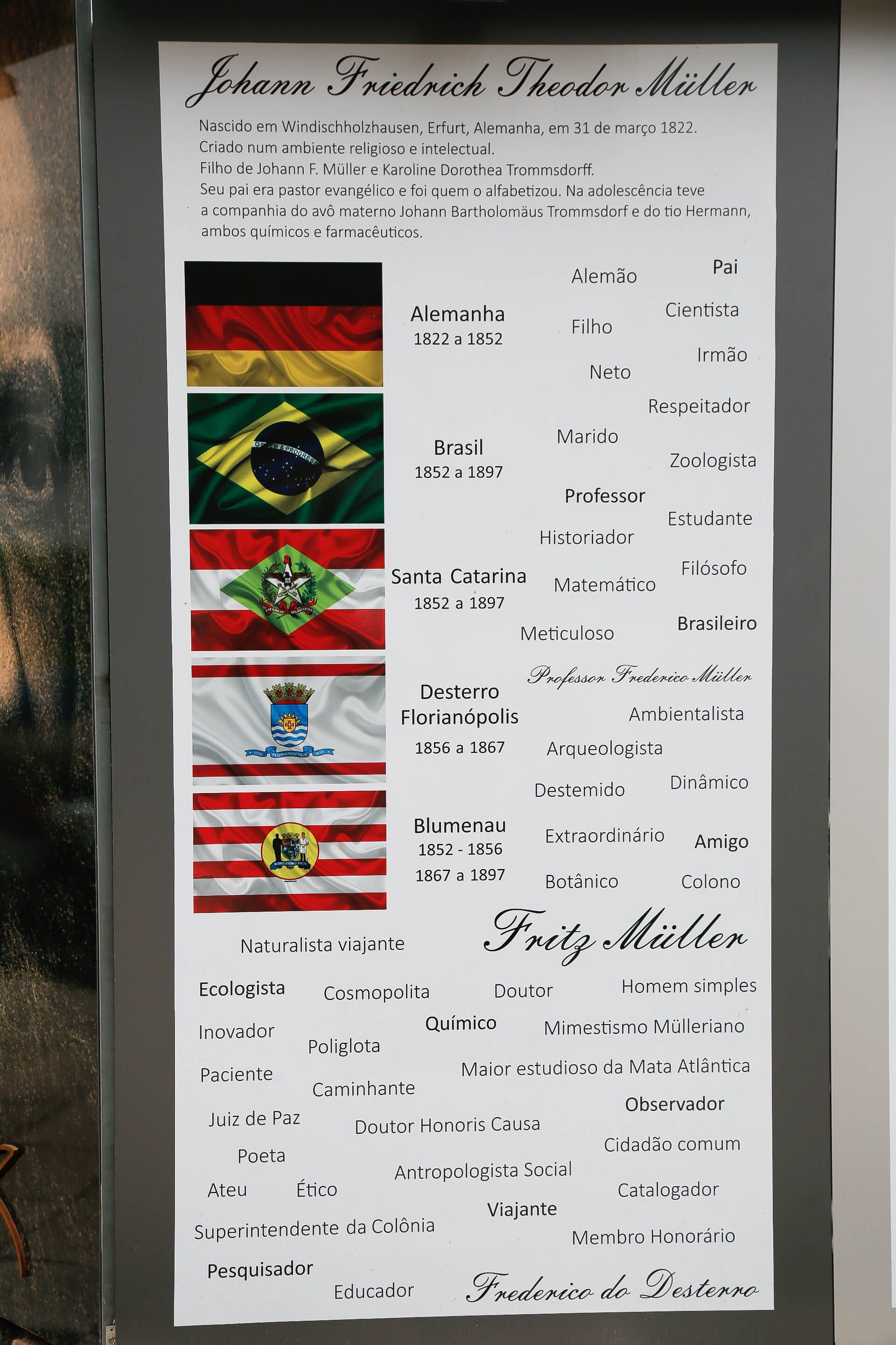 Galeria de Fritz Müller a Céu Aberto na Alameda Rio Branco/Blumenau