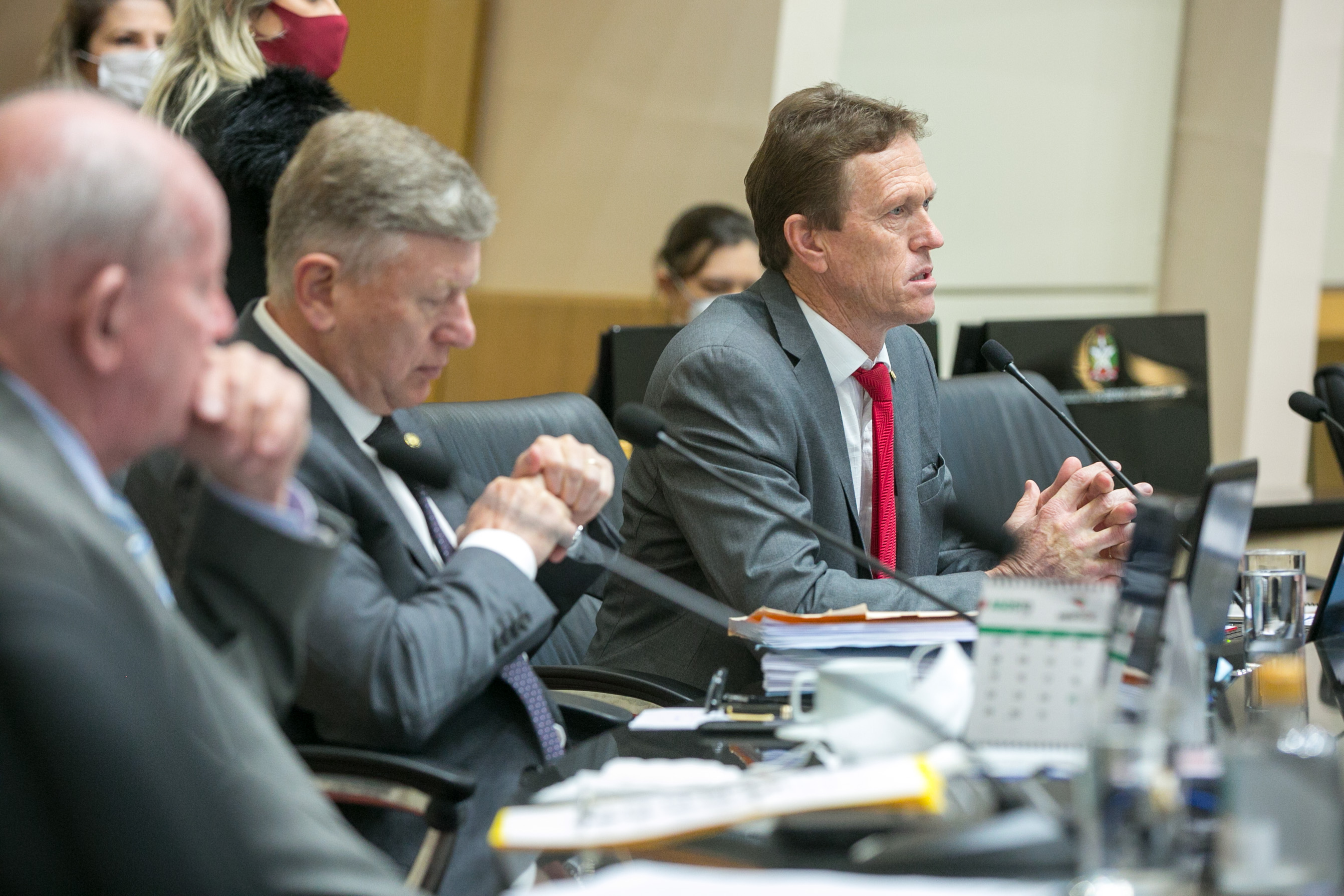Deputado Marcos Vieira (PSDB), Deputado Milton Hobus (PSD) e Deputado Volnei Weber (MDB)